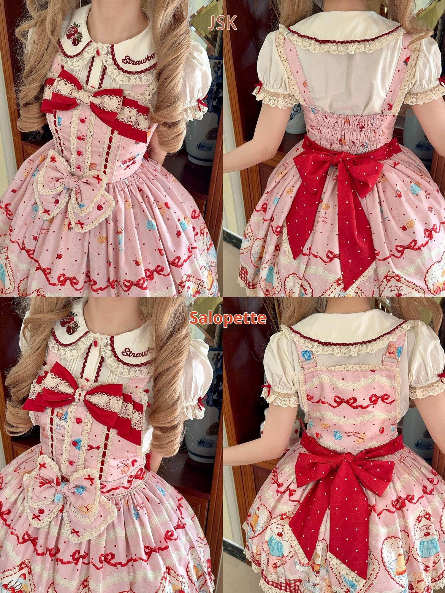 Showa Dessert Showcase - Kawaii Lolita Dress Suit Pudding-Inspired JSK/Salopette - Image 29