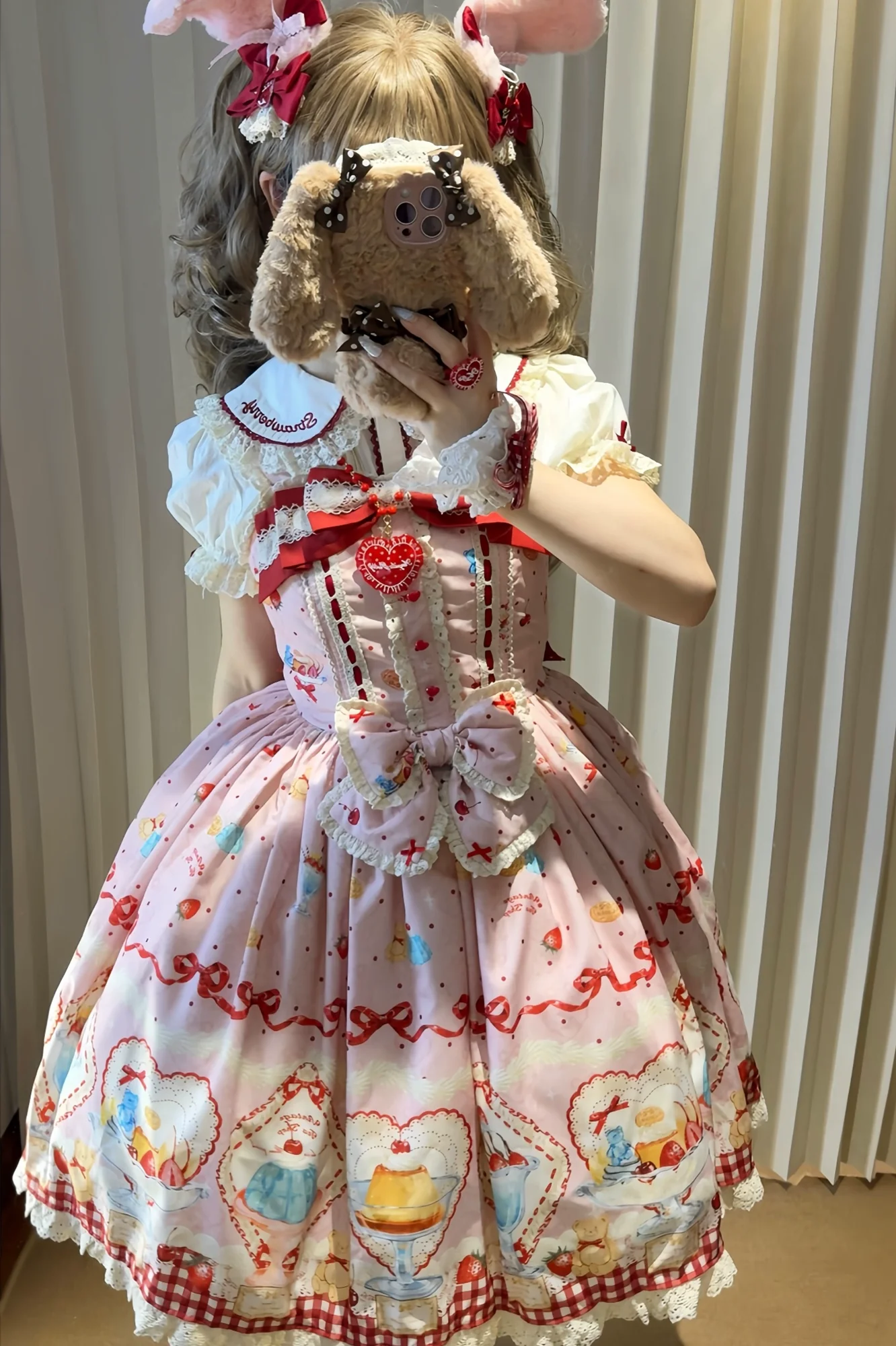 Showa Dessert Showcase - Kawaii Lolita Dress Suit Pudding-Inspired JSK/Salopette - Image 54