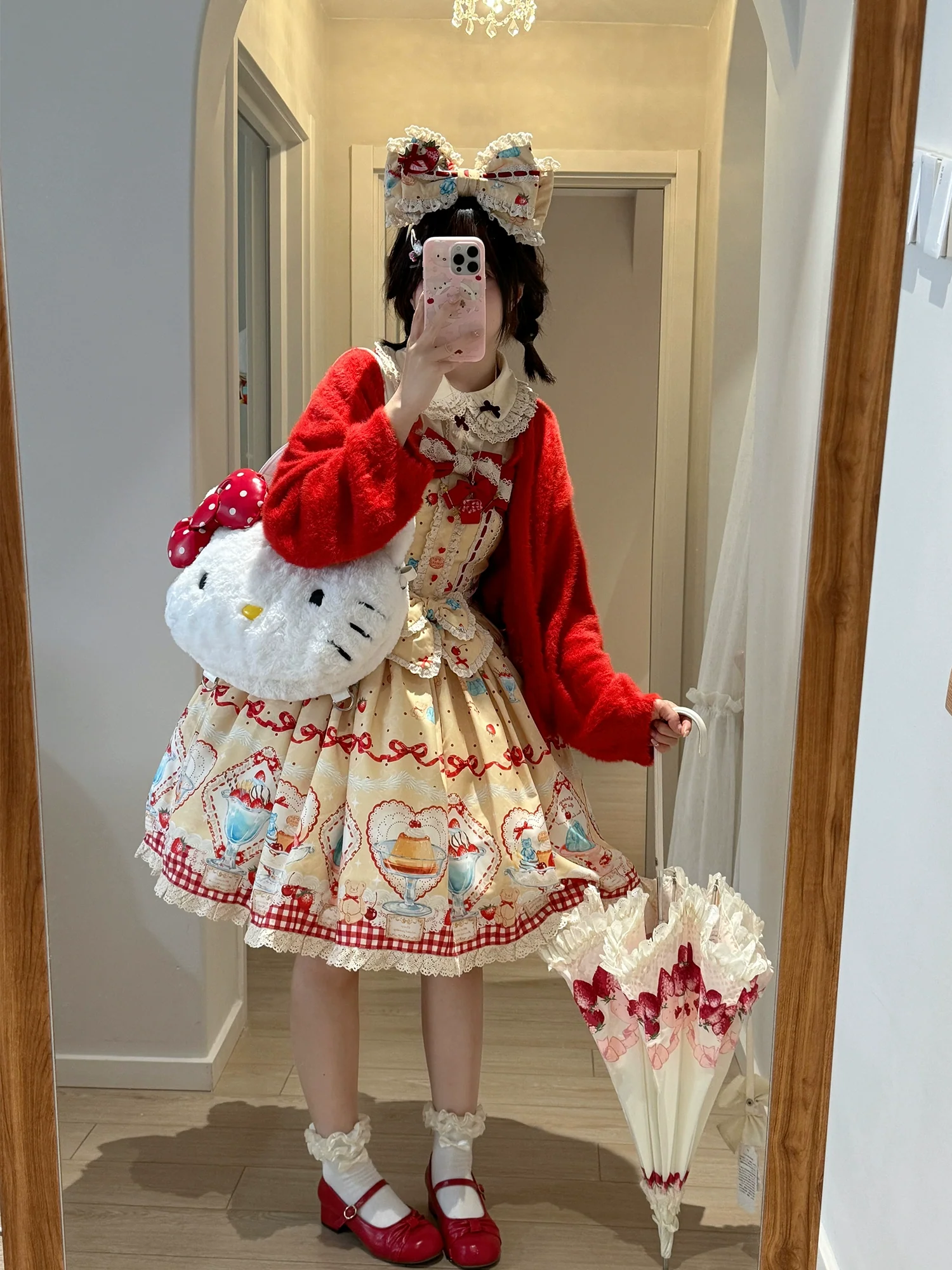 Showa Dessert Showcase - Kawaii Lolita Dress Suit Pudding-Inspired JSK/Salopette - Image 58