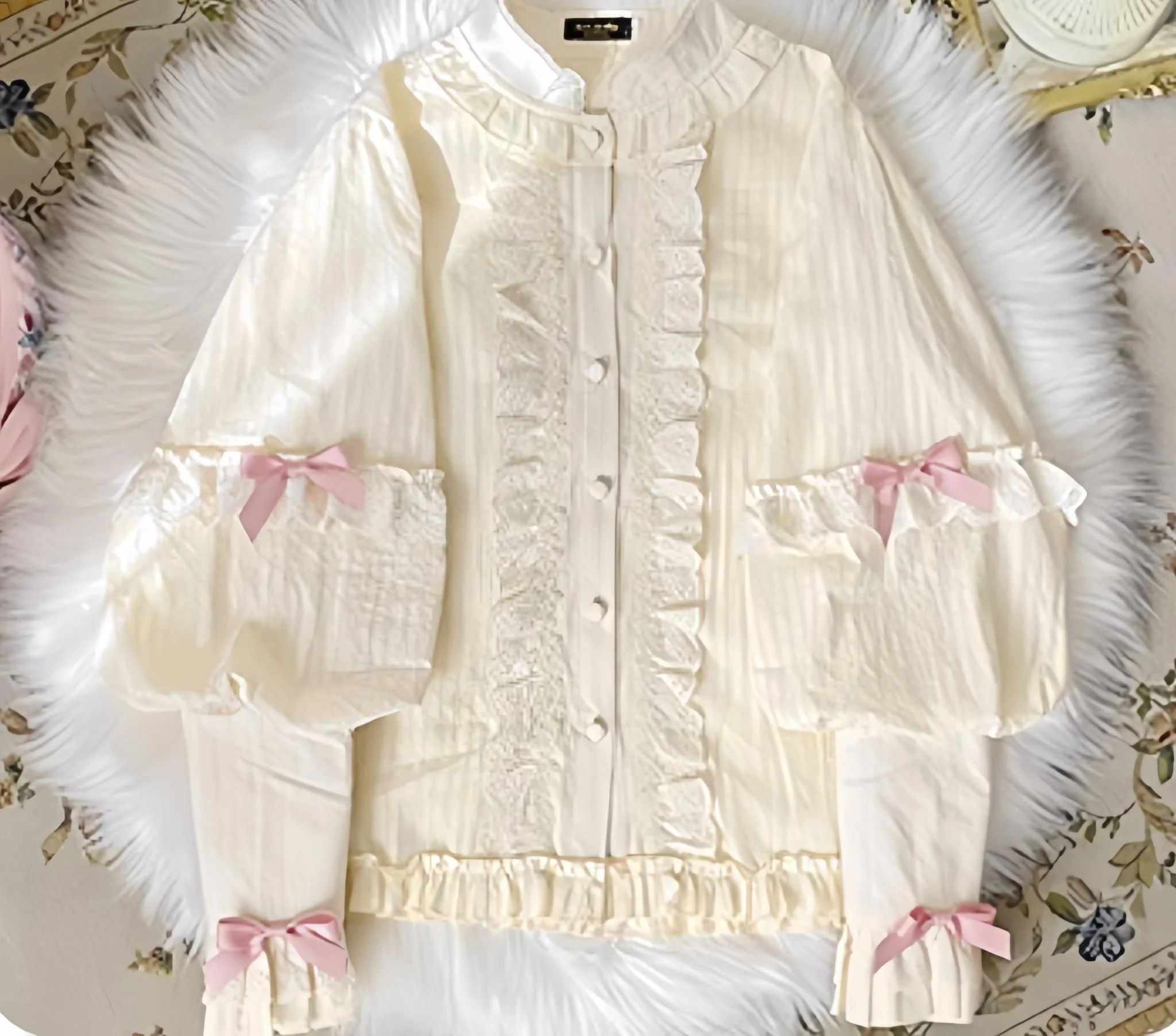 Angel Lamb - Kawaii Lolita Dress With Side Pockets, Lamb Print - Image 25