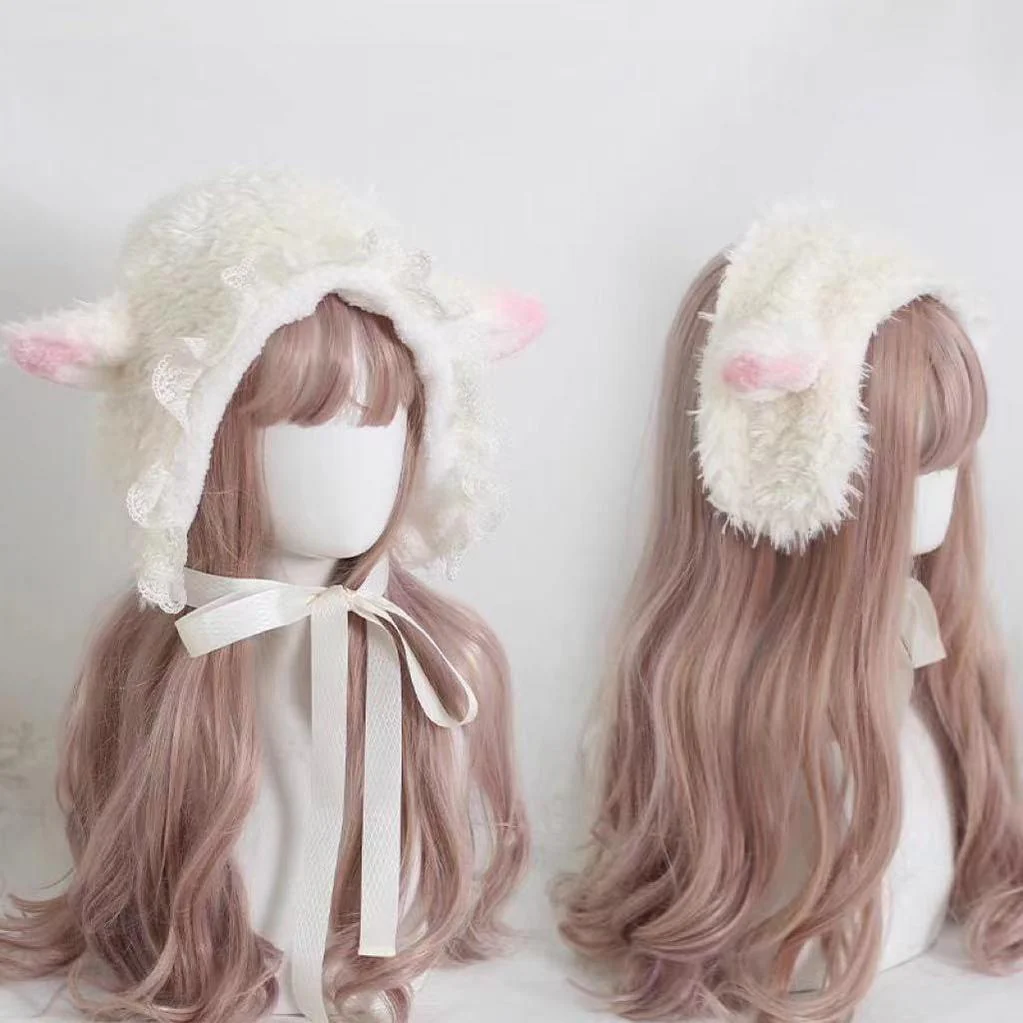 Xiaogui - Kawaii Lolita Earflap Hat Winter Lolita Earflap Hat Sheep Ear - Image 2