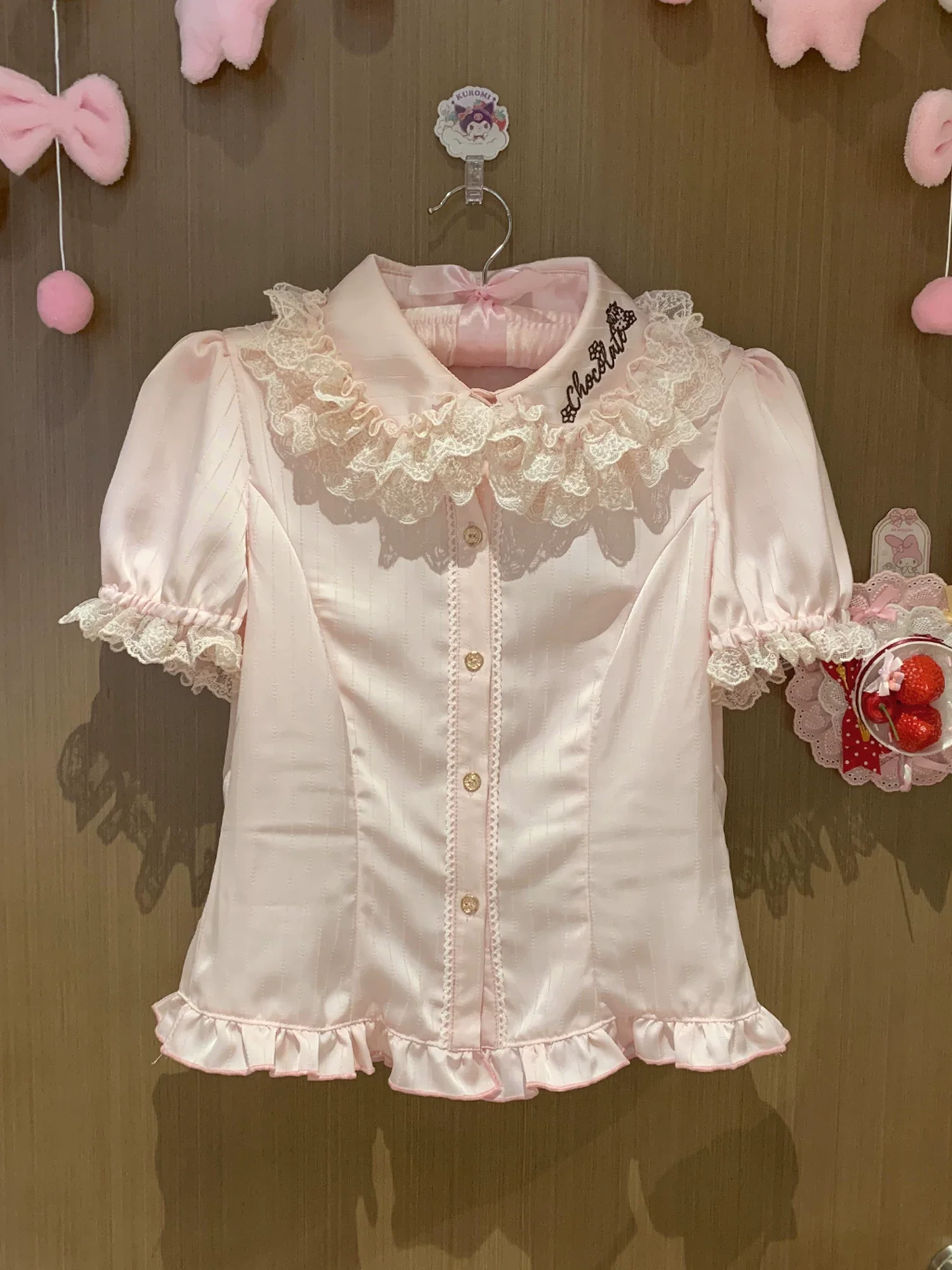Strawberry Chocolate Lovers - Kawaii Lolita Embroidered Dress, Strawberry & Chocolate Print - Image 5