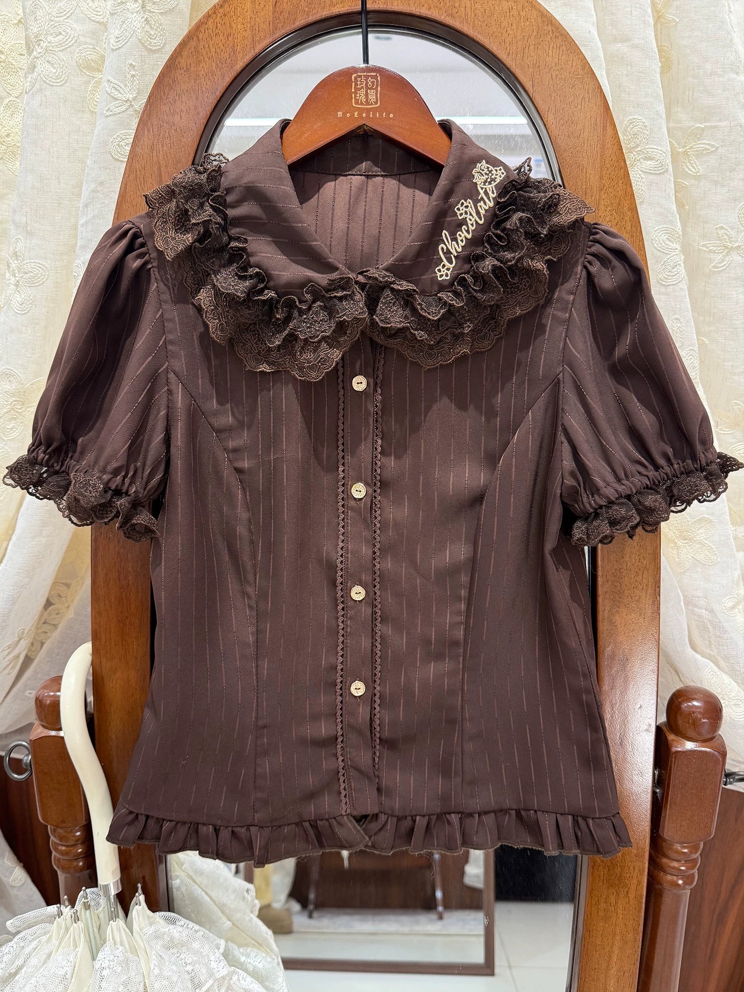 Strawberry Chocolate Lovers - Kawaii Lolita Embroidered Dress, Strawberry & Chocolate Print - Image 7