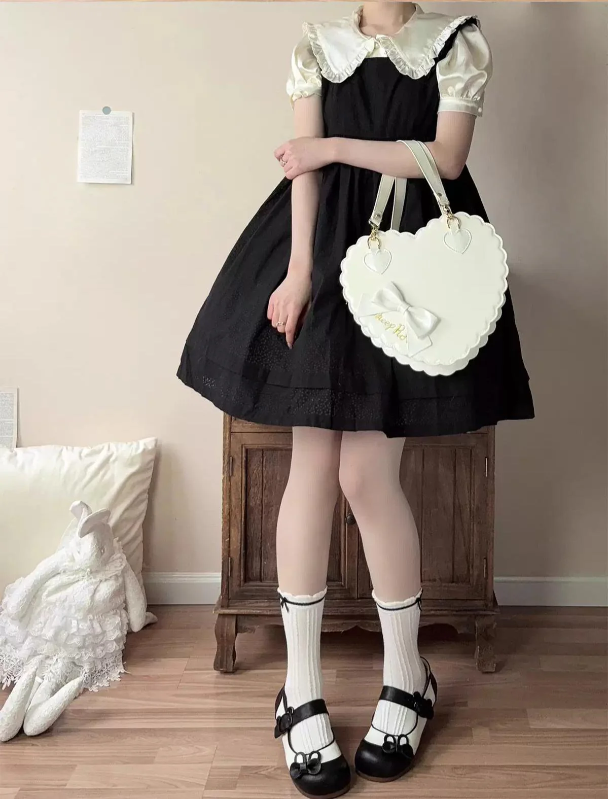 Bunny Milk Candy - Kawaii Lolita Flat Shoes, 3D Bunny Ear Bow - Image 8
