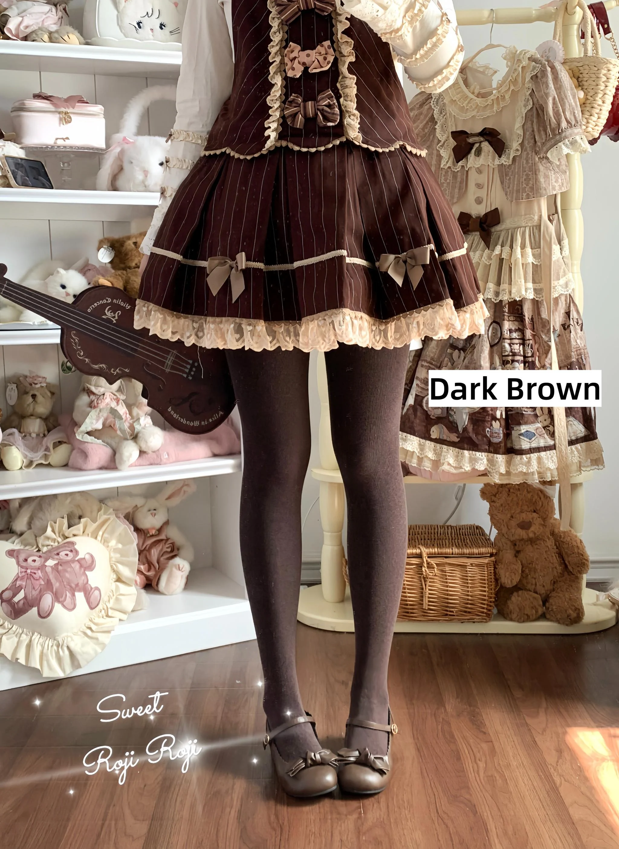 Roji Roji - Kawaii Lolita Fleece-Lined Tights, Multiple Colors - Image 2