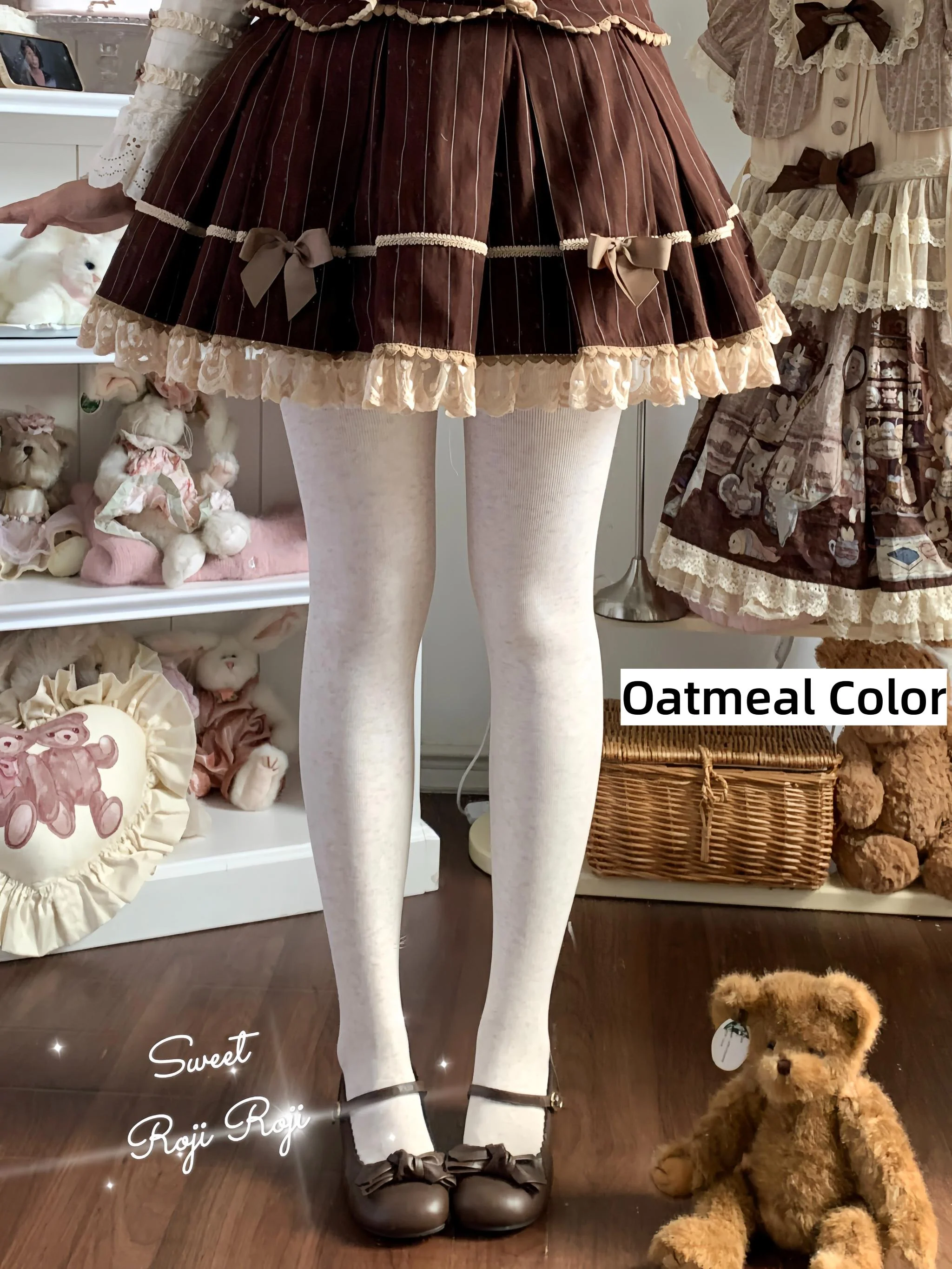 Roji Roji - Kawaii Lolita Fleece-Lined Tights, Multiple Colors - Image 6