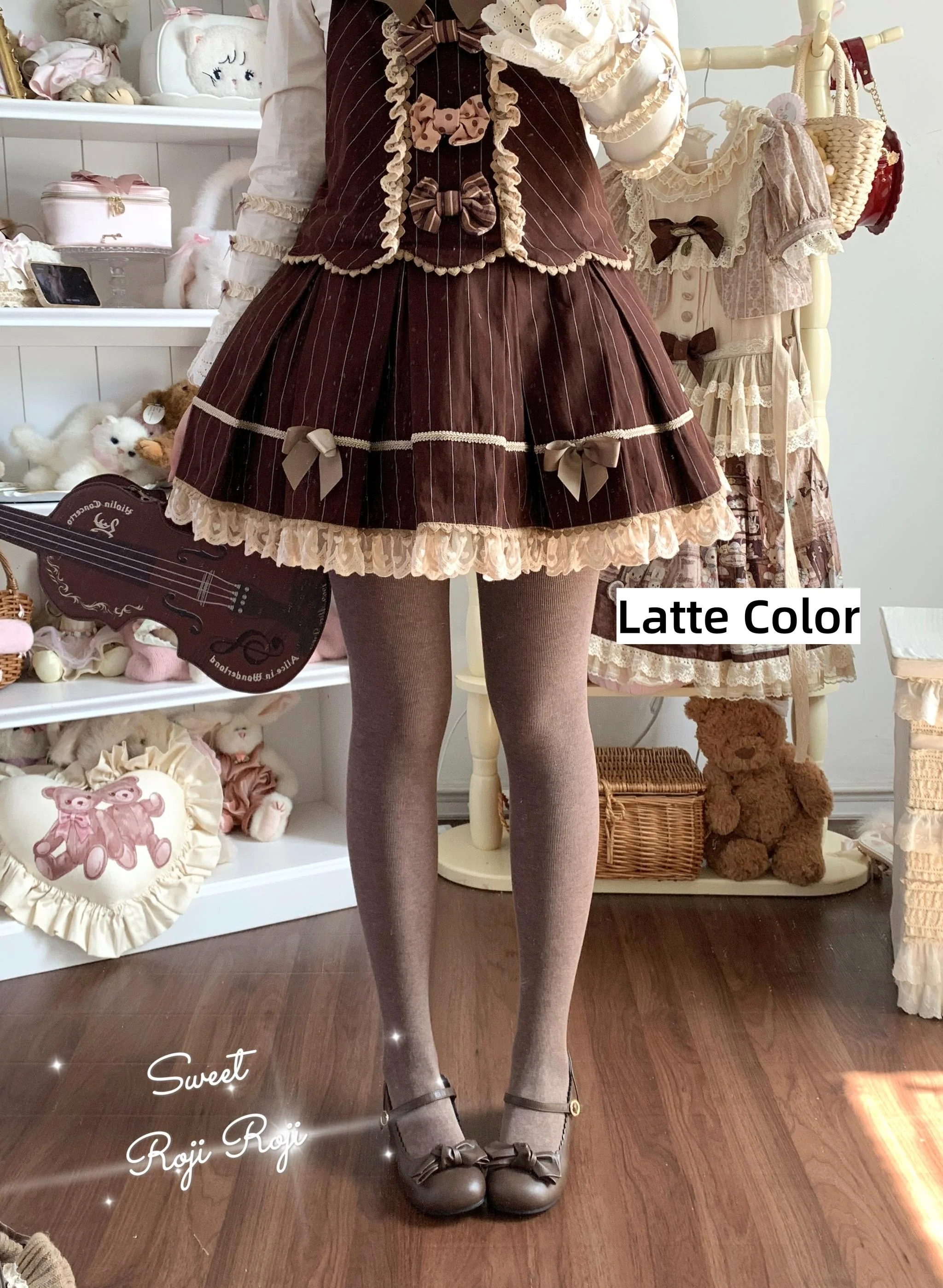 Roji Roji - Kawaii Lolita Fleece-Lined Tights, Multiple Colors - Image 7