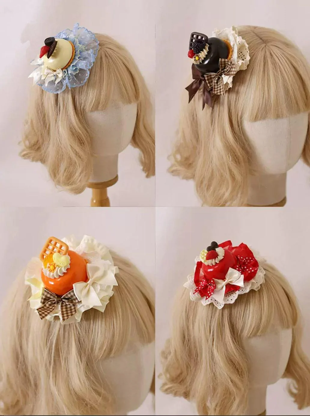 Xiaogui - Sweet Cake - Kawaii Lolita Hairpin Cake Flower Pill Headdress - Image 2