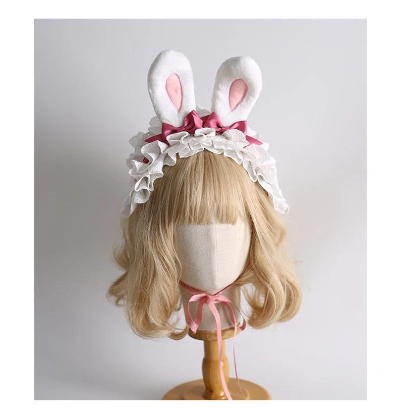Xiaogui - Kawaii Lolita Headband with Bunny Ear Clip