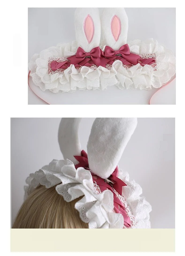 Xiaogui - Kawaii Lolita Headband with Bunny Ear Clip - Image 6