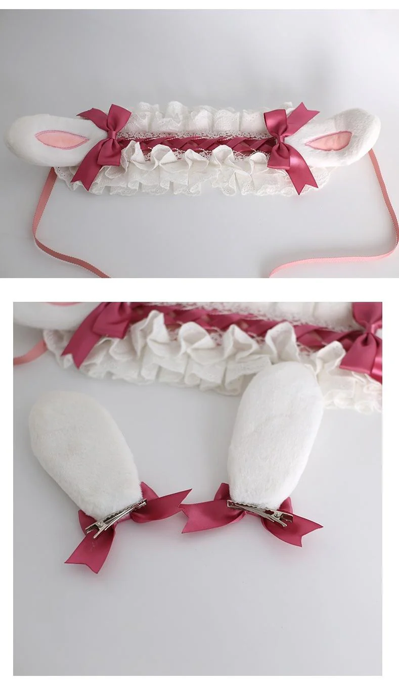 Xiaogui - Kawaii Lolita Headband with Bunny Ear Clip - Image 7