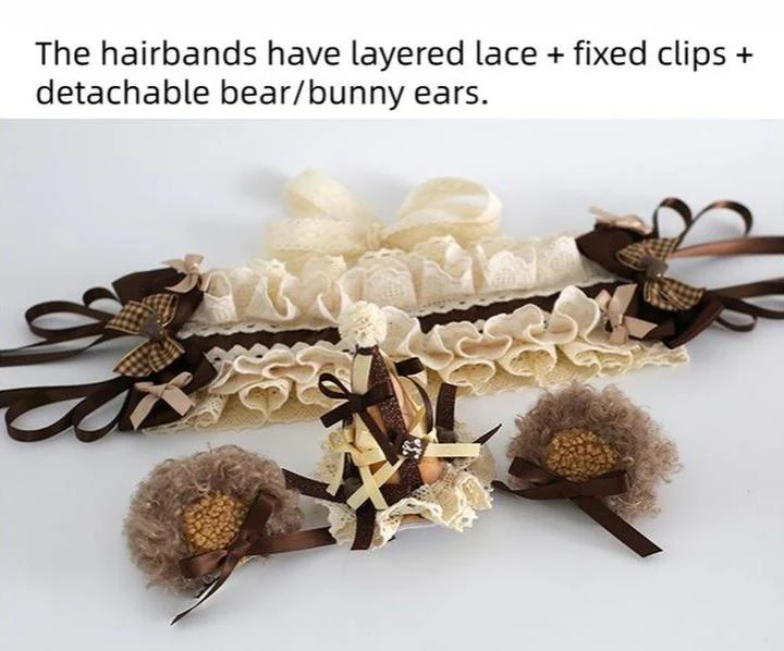 Xiaogui - Kawaii Lolita Headdress, Detachable Bear & Bunny Ears - Image 9