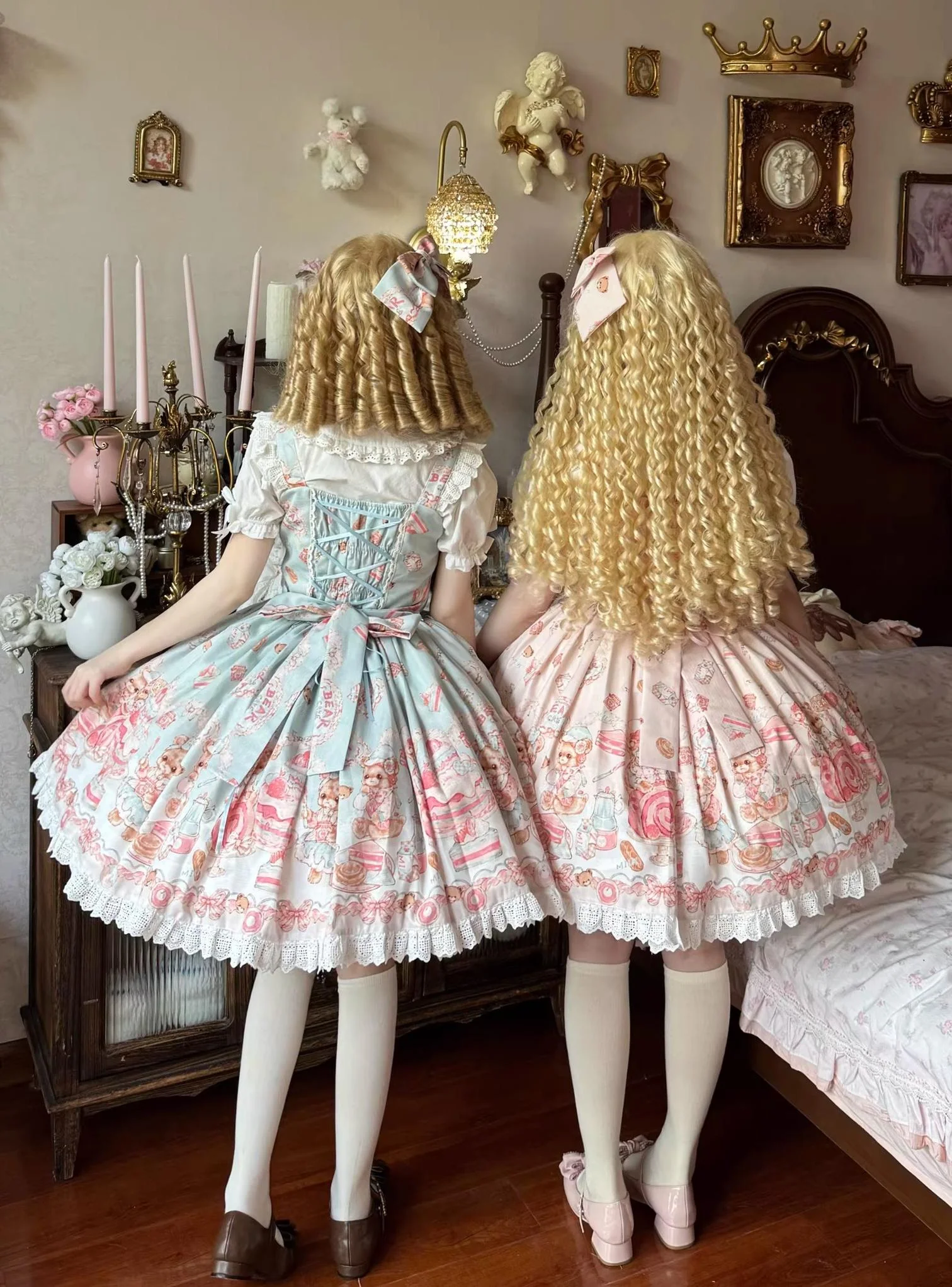 Strawberry Dessert Bear - Kawaii Lolita JSK, Bear and Dessert Print - Image 5