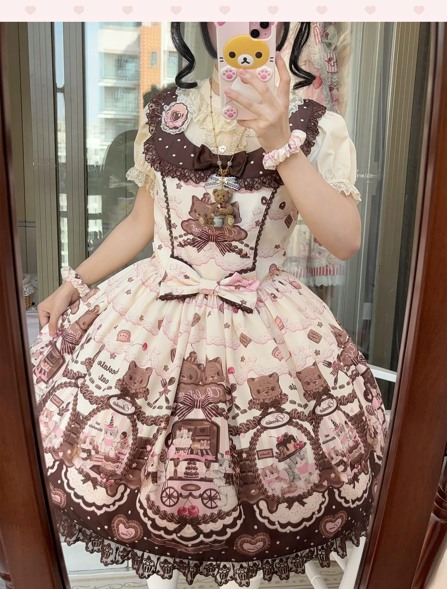 Sweet Dream Sheep - Chocolate Cat - Kawaii Lolita JSK, Cat & Chocolate Print - Image 14