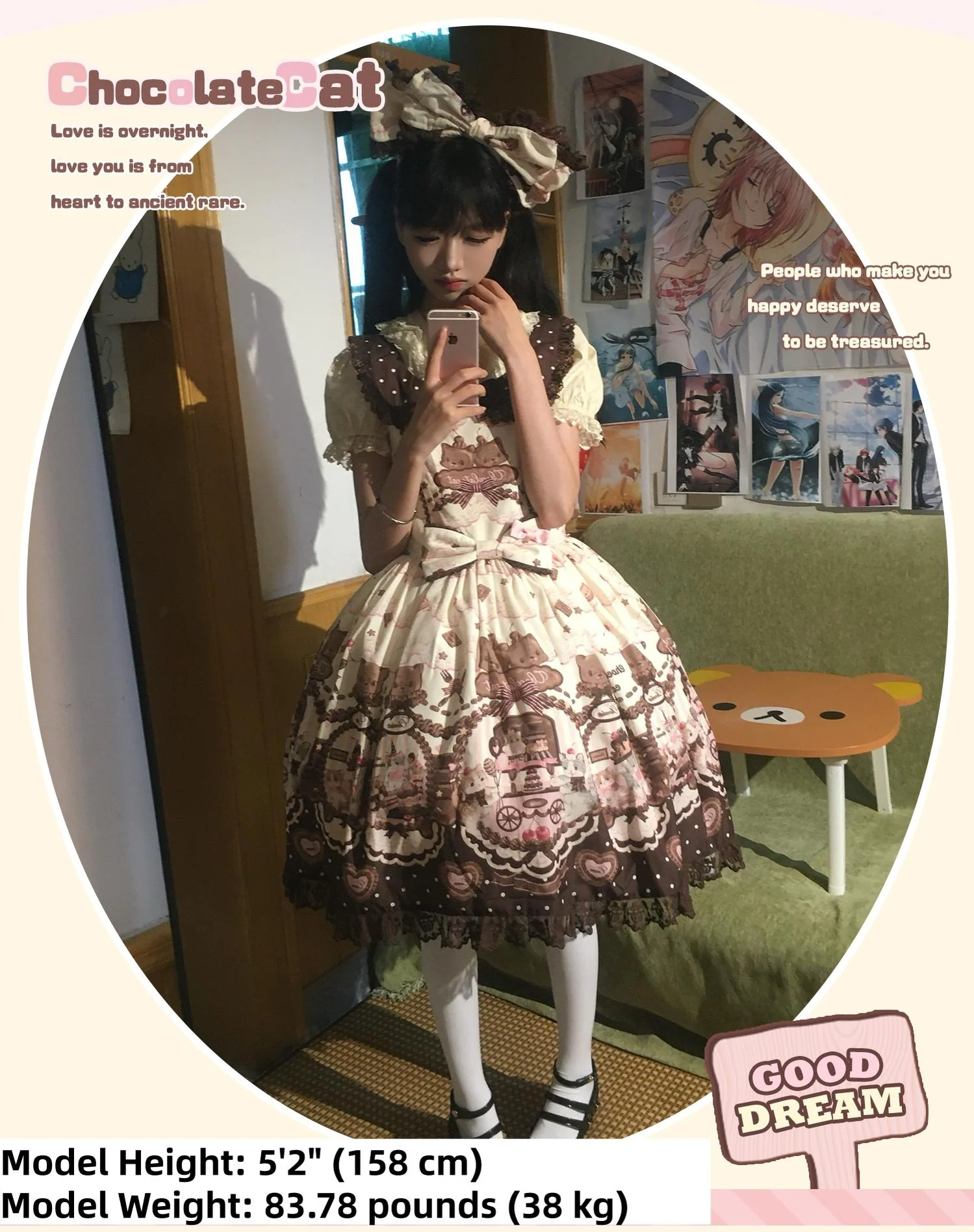 Sweet Dream Sheep - Chocolate Cat - Kawaii Lolita JSK, Cat & Chocolate Print - Image 19