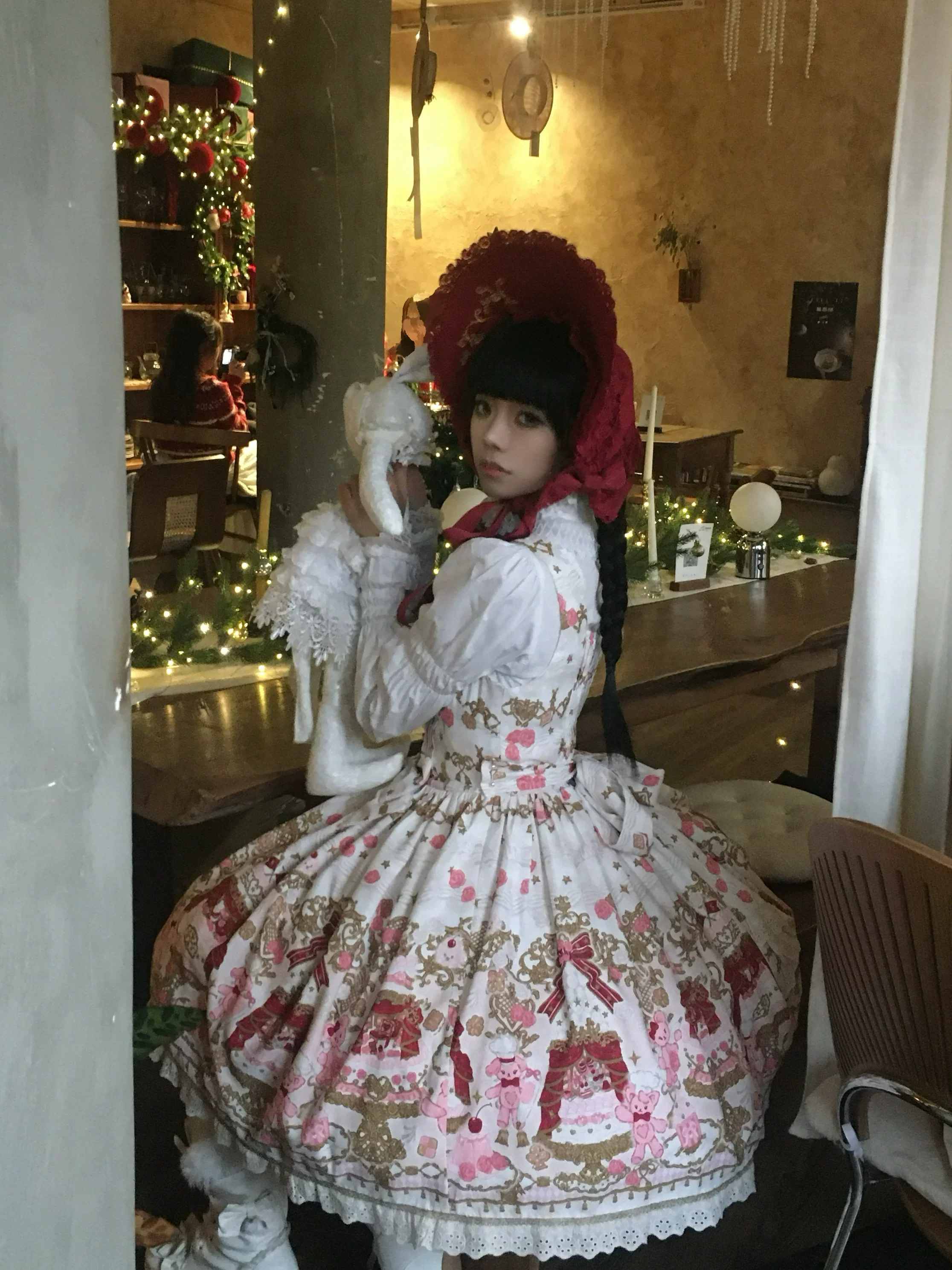 Sugar Festivaly - Kawaii Lolita JSK Dress, Cake & Bear Print - Image 23