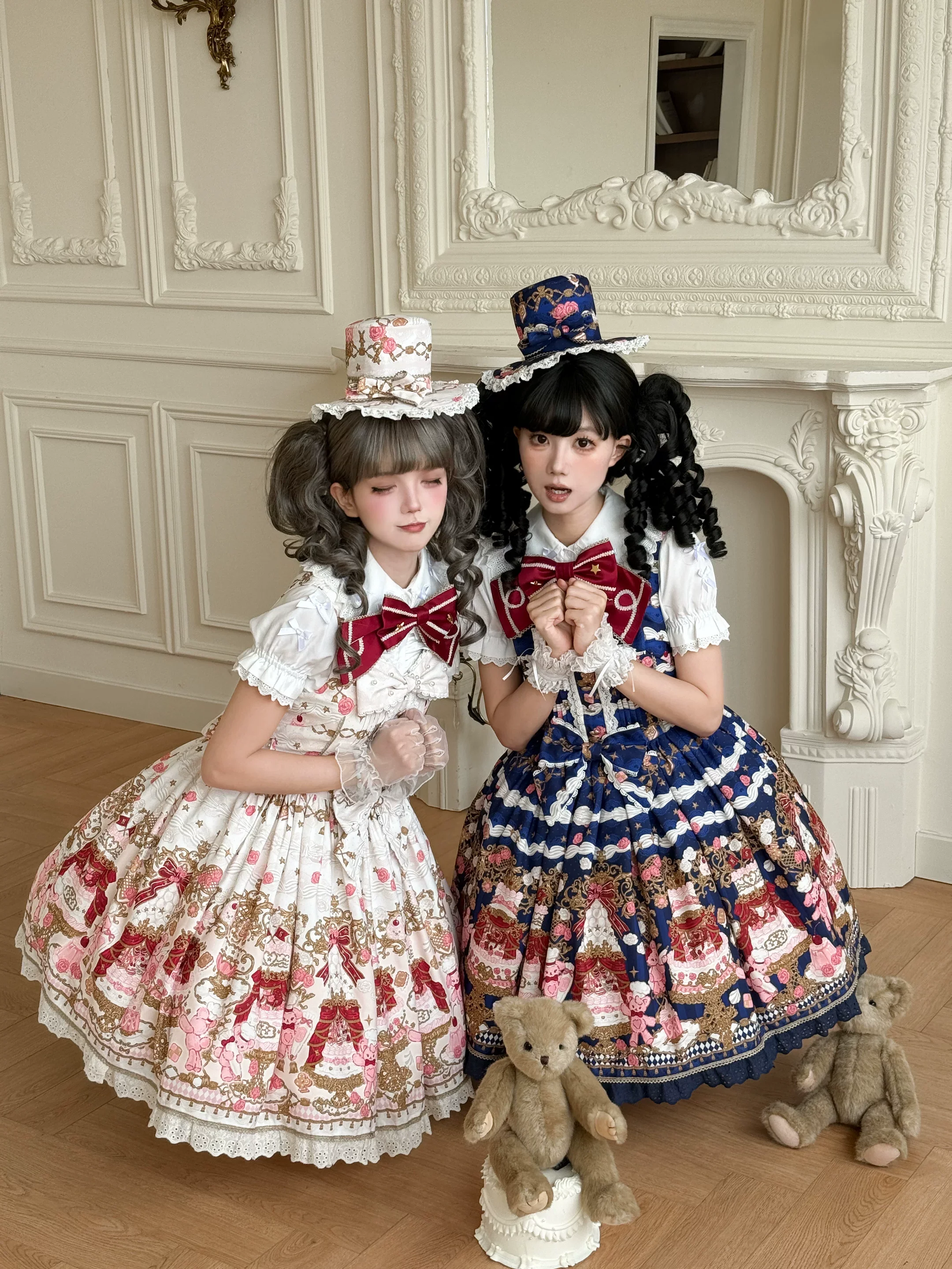 Sugar Festivaly - Kawaii Lolita JSK Dress, Cake & Bear Print - Image 24