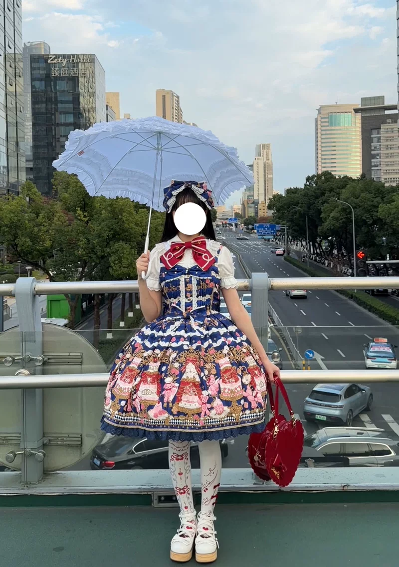 Sugar Festivaly - Kawaii Lolita JSK Dress, Cake & Bear Print - Image 38