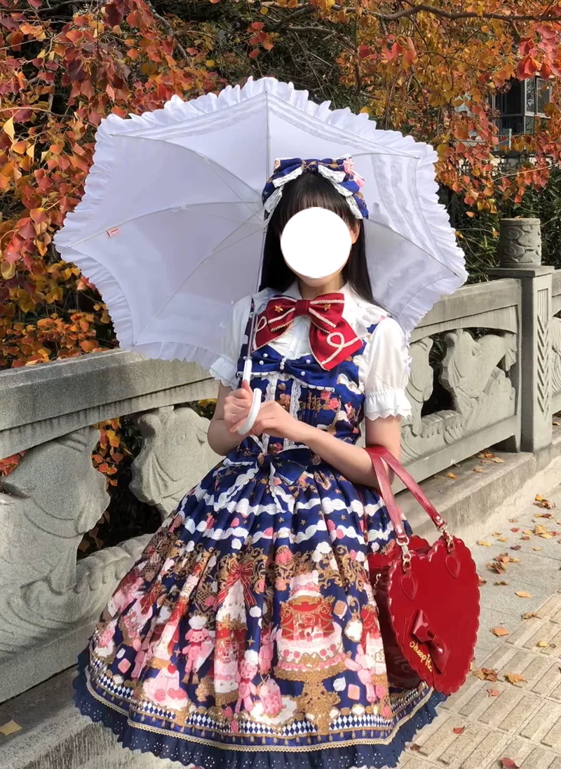 Sugar Festivaly - Kawaii Lolita JSK Dress, Cake & Bear Print - Image 39