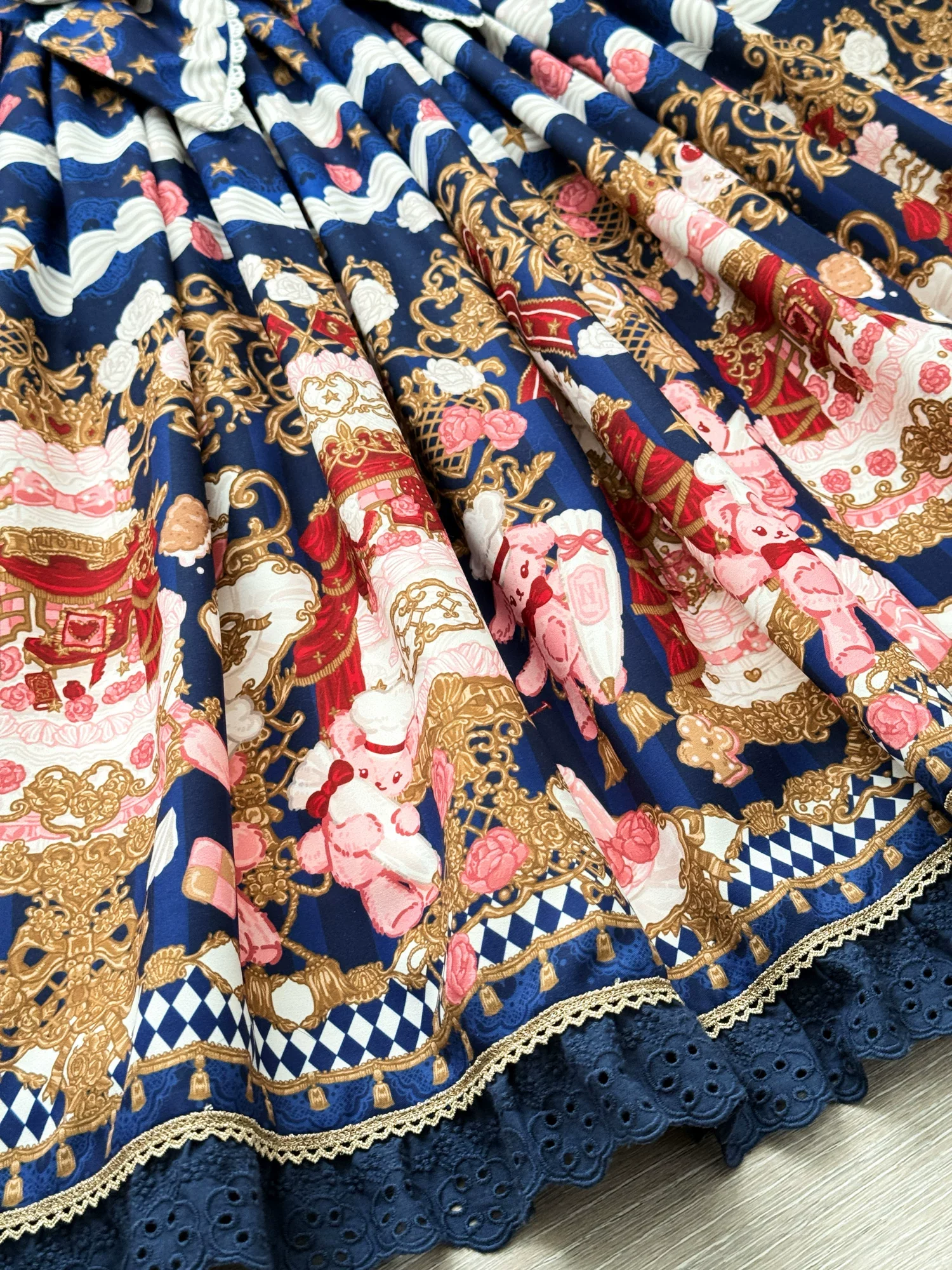 Sugar Festivaly - Kawaii Lolita JSK Dress, Cake & Bear Print - Image 43