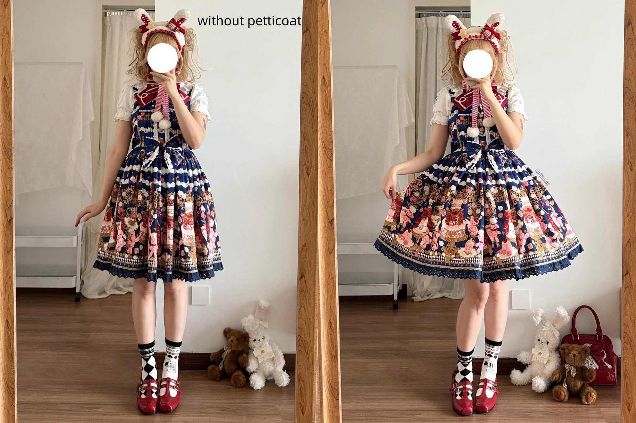 Sugar Festivaly - Kawaii Lolita JSK Dress, Cake & Bear Print - Image 45