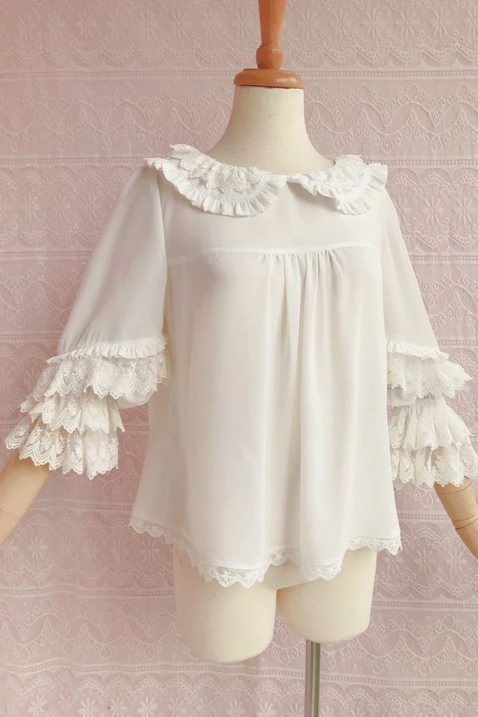 Kawaii Lolita Nine Sleeve Chiffon Blouse - Image 2