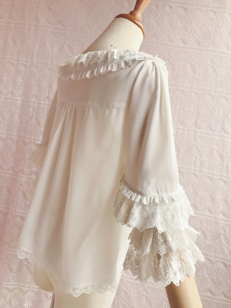 Kawaii Lolita Nine Sleeve Chiffon Blouse - Image 4