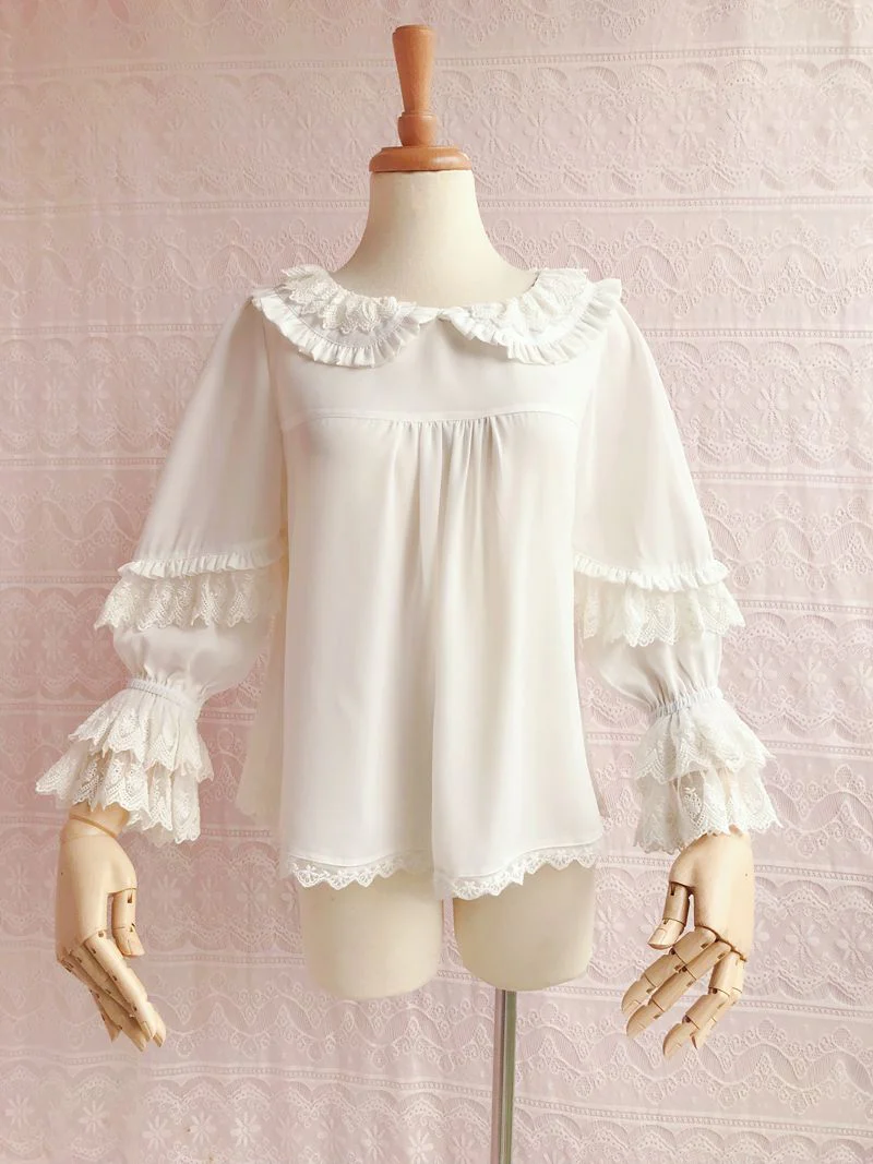 Kawaii Lolita Nine Sleeve Chiffon Blouse - Image 5