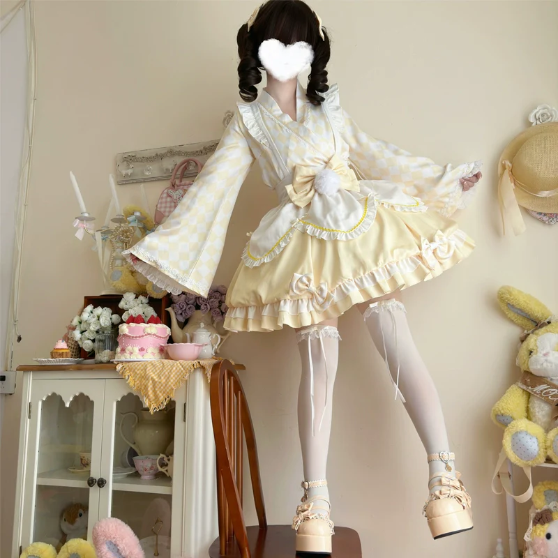 Hanguliang - Kawaii Lolita OP Dress Maid Lolita Summer Dress - Image 3