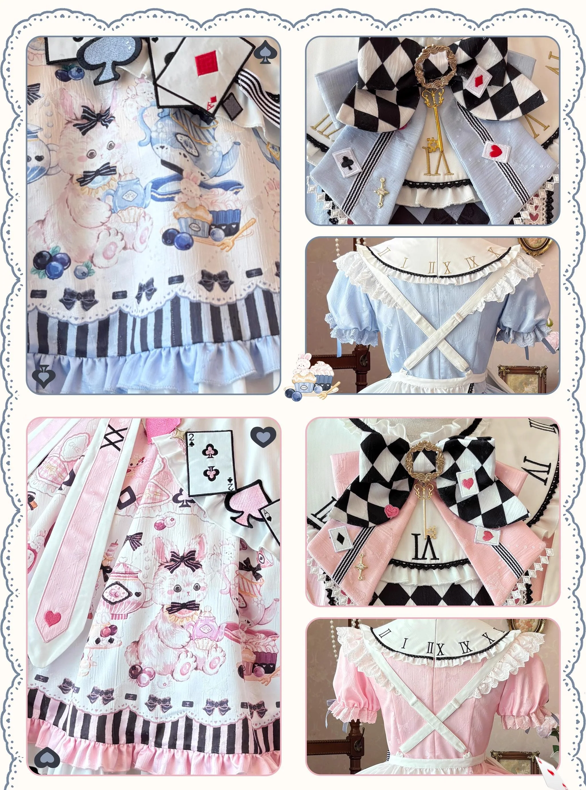 Alice - Kawaii Lolita OP Dress, Rabbit & Playing Card Motifs - Image 31