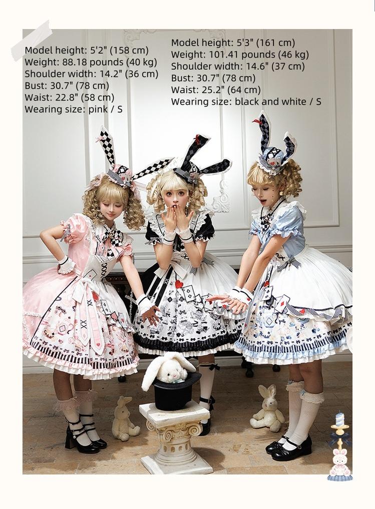 Alice - Kawaii Lolita OP Dress, Rabbit & Playing Card Motifs - Image 4