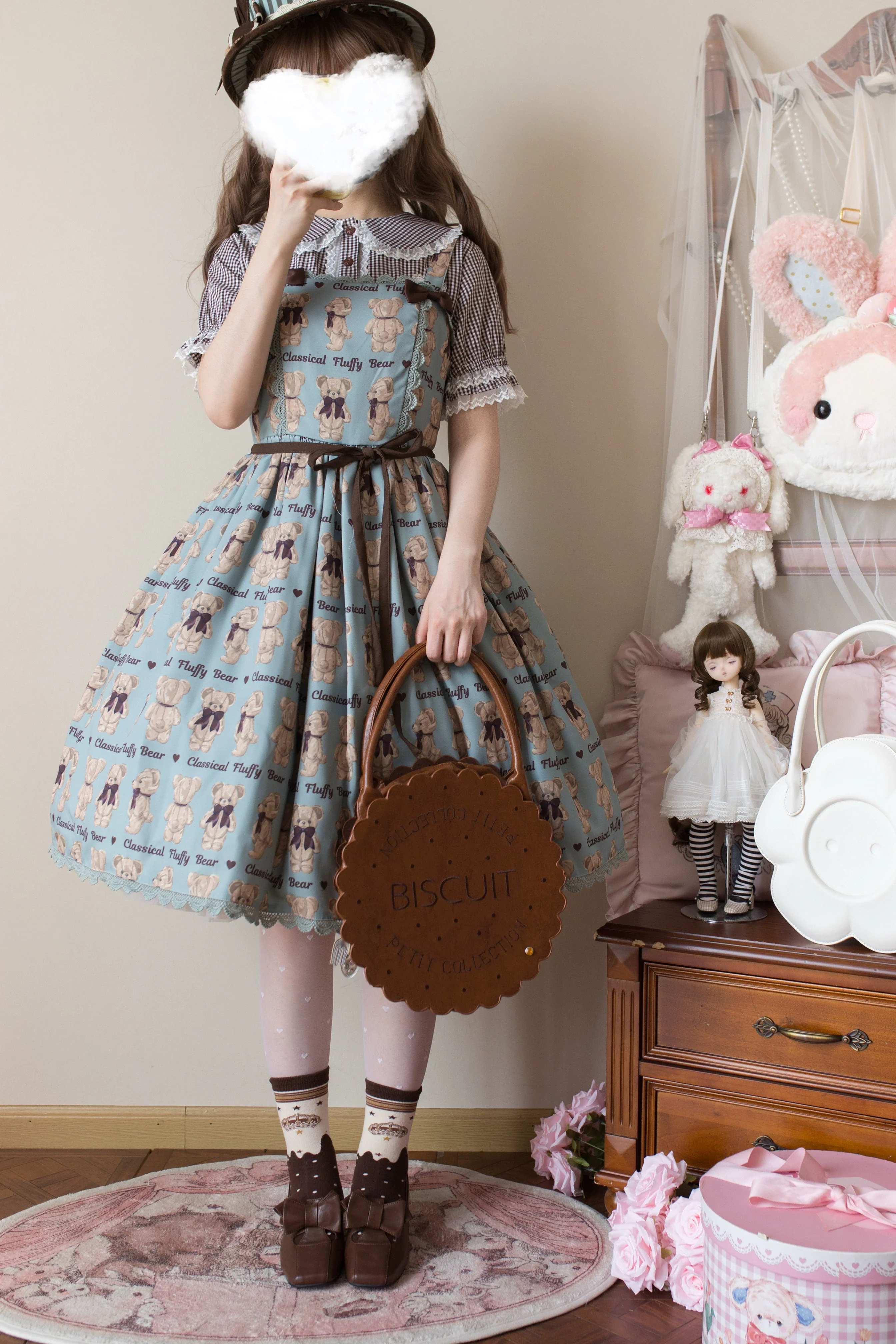 Kawaii Lolita Plaid Blouse With Cat Ear Peter Pan Collar - Image 11
