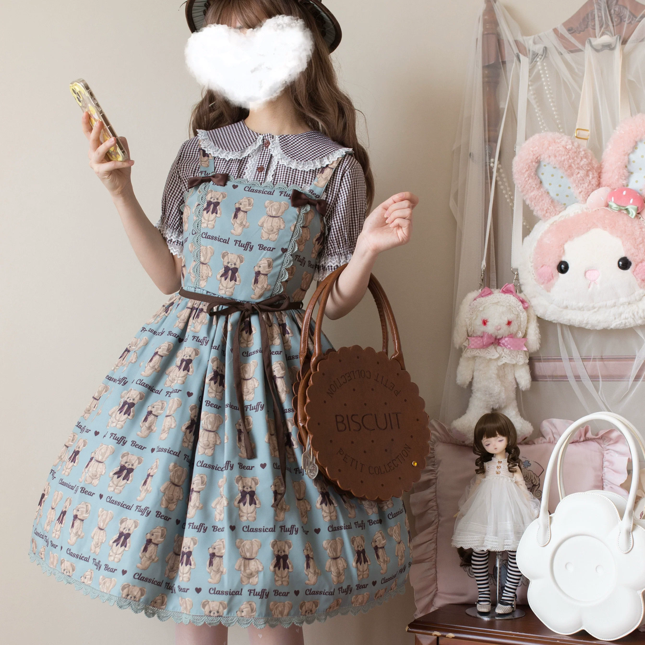 Kawaii Lolita Plaid Blouse With Cat Ear Peter Pan Collar - Image 13