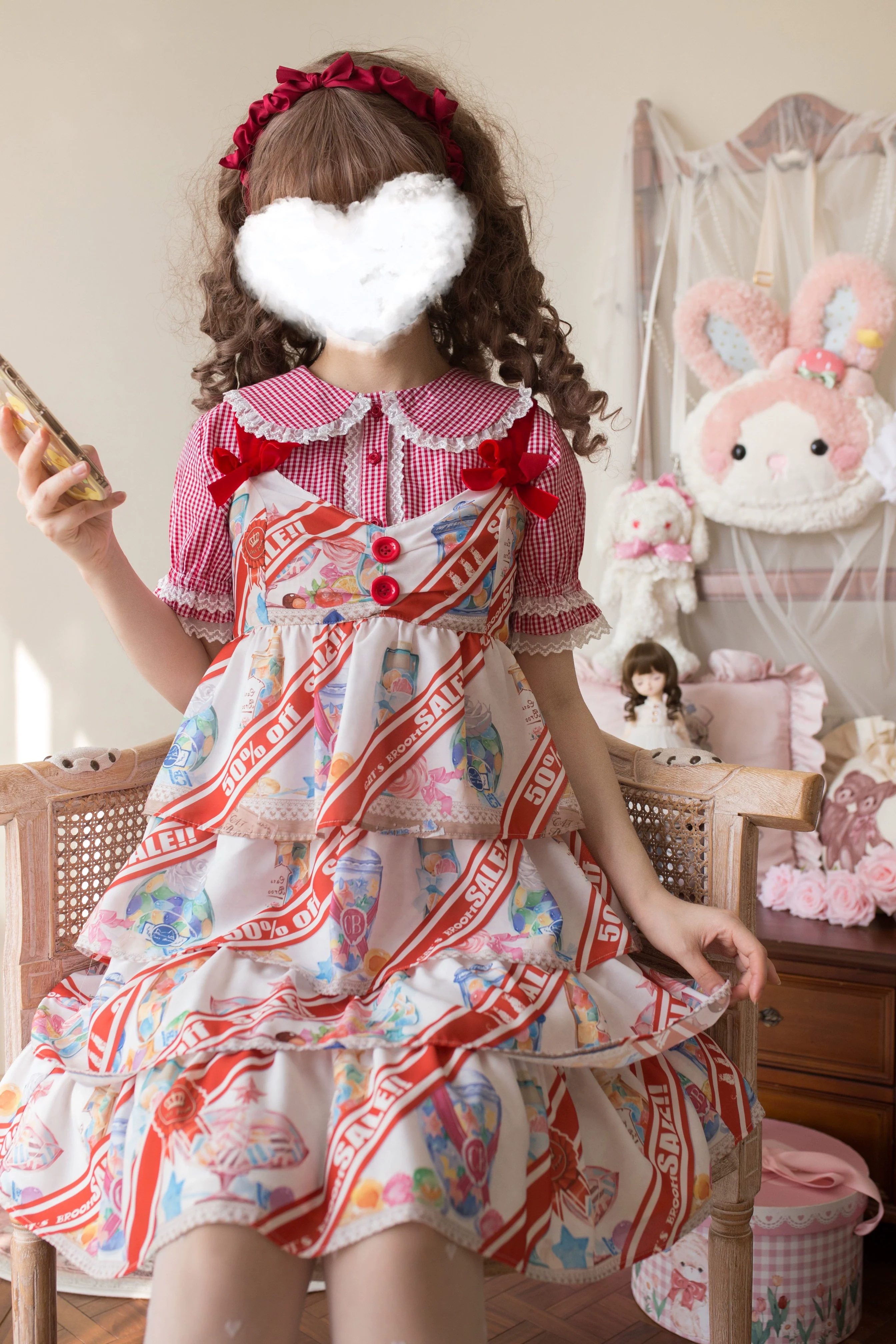Kawaii Lolita Plaid Blouse With Cat Ear Peter Pan Collar - Image 15