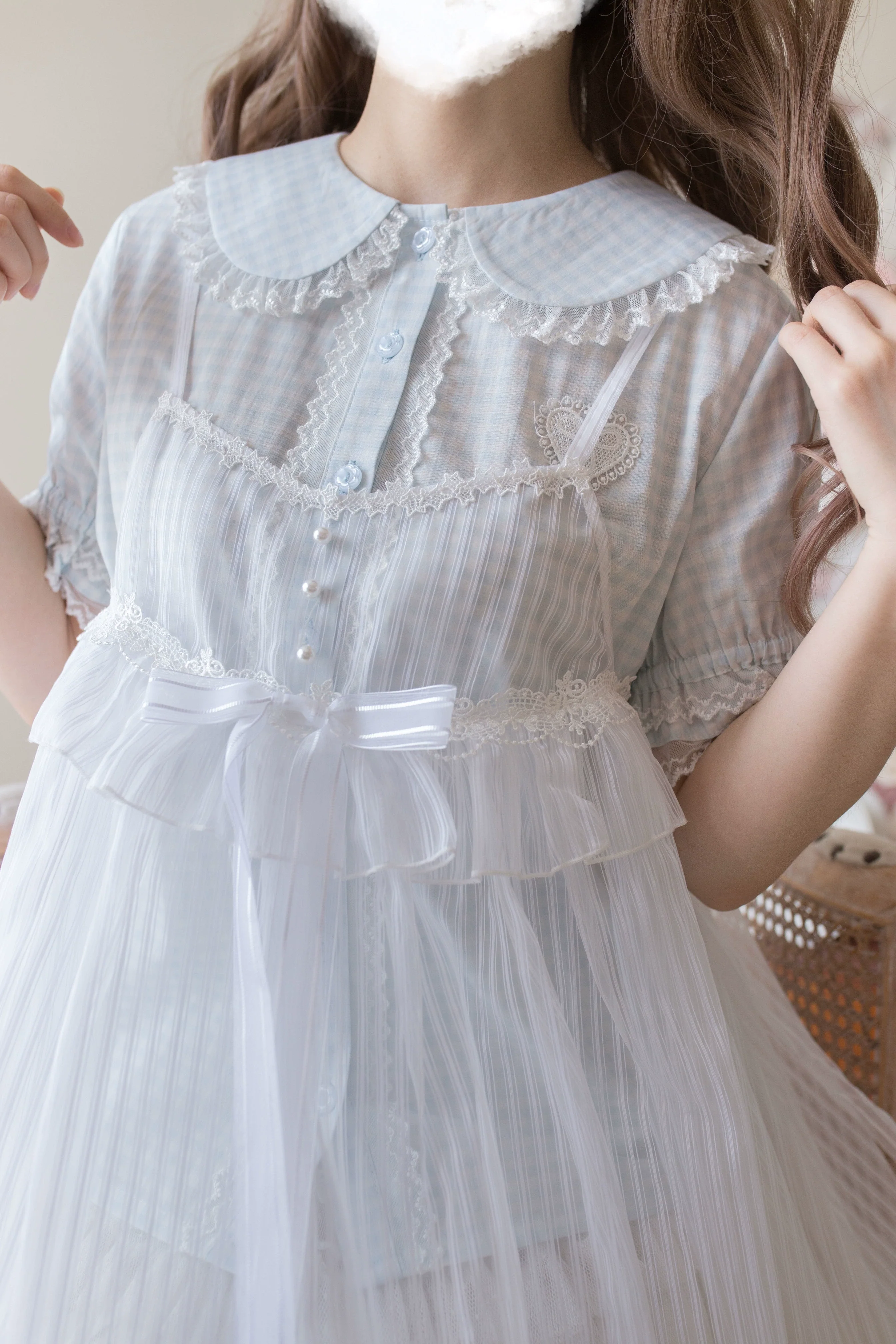 Kawaii Lolita Plaid Blouse With Cat Ear Peter Pan Collar - Image 17