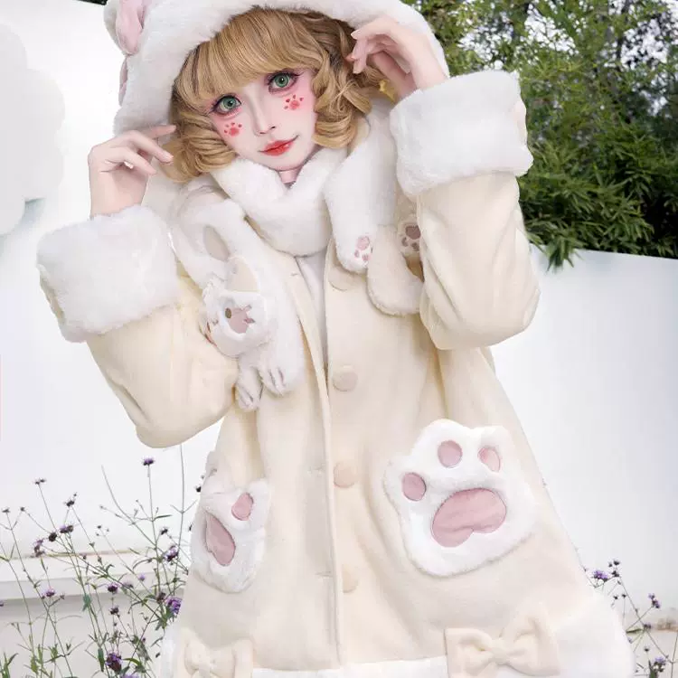 Calico Cat - Kawaii Lolita Plush Coat Lovely Warm Winter Coat - Image 4