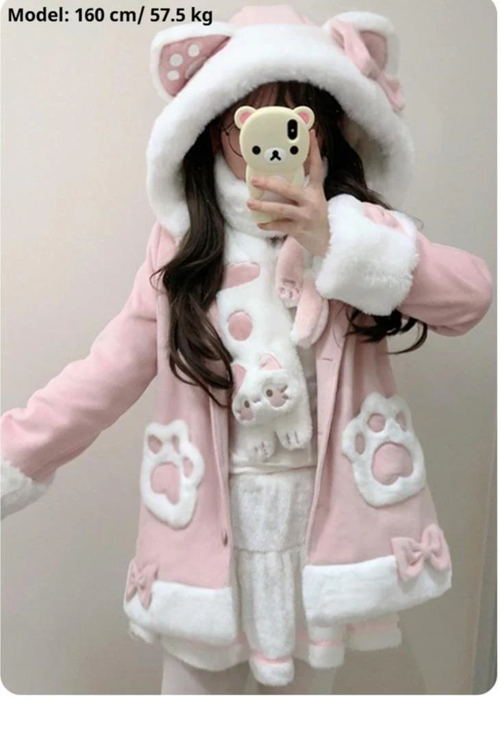 Calico Cat - Kawaii Lolita Plush Coat Lovely Warm Winter Coat - Image 9