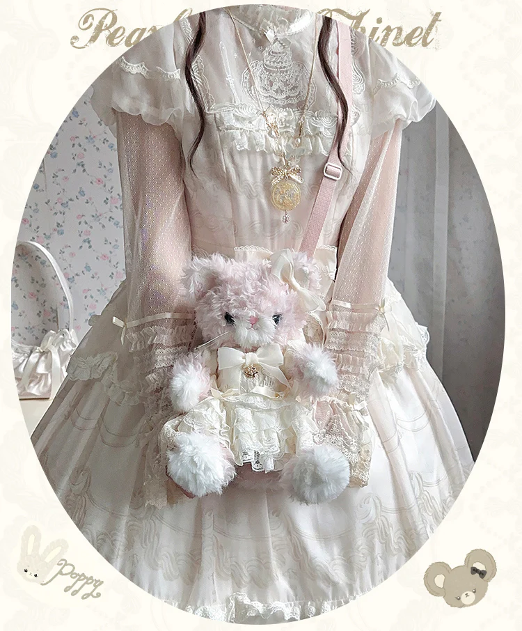 Pearl Doll Cabinet - Kawaii Lolita Plush Doll Bag with Outfit - Image 20