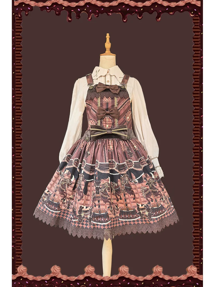 Chocolate Carousel - Kawaii Lolita Salopette Dress Set - Image 2