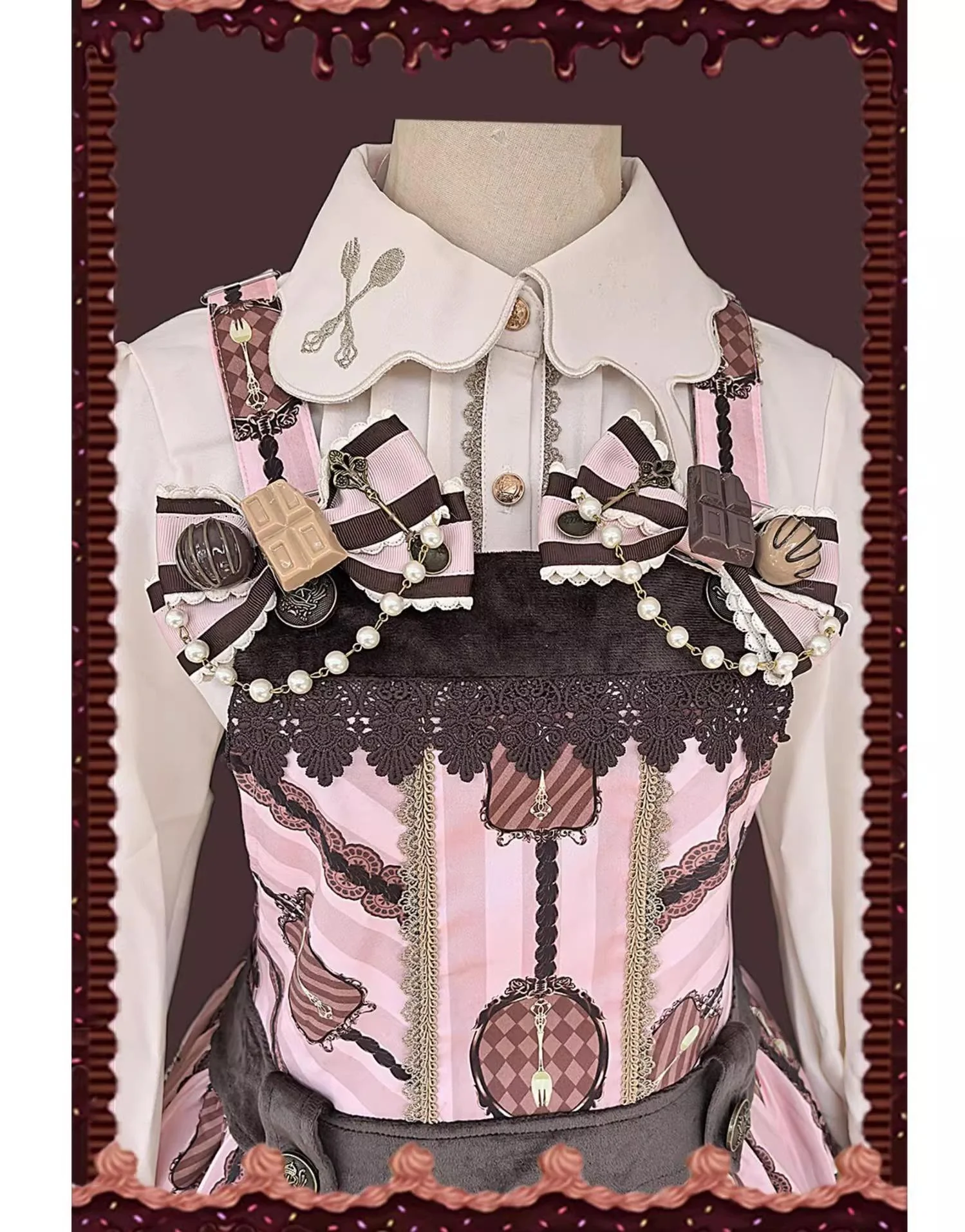 Chocolate Carousel - Kawaii Lolita Salopette Dress Set - Image 22
