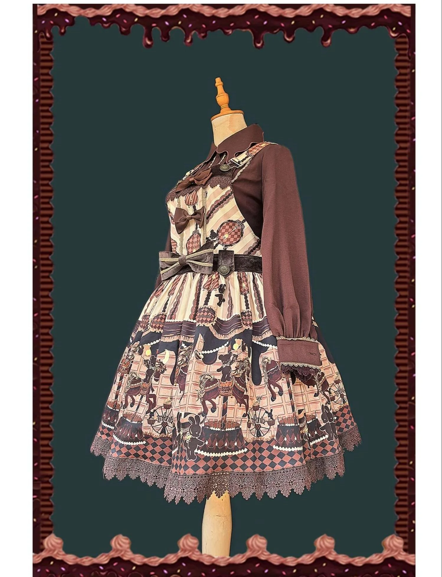 Chocolate Carousel - Kawaii Lolita Salopette Dress Set - Image 5