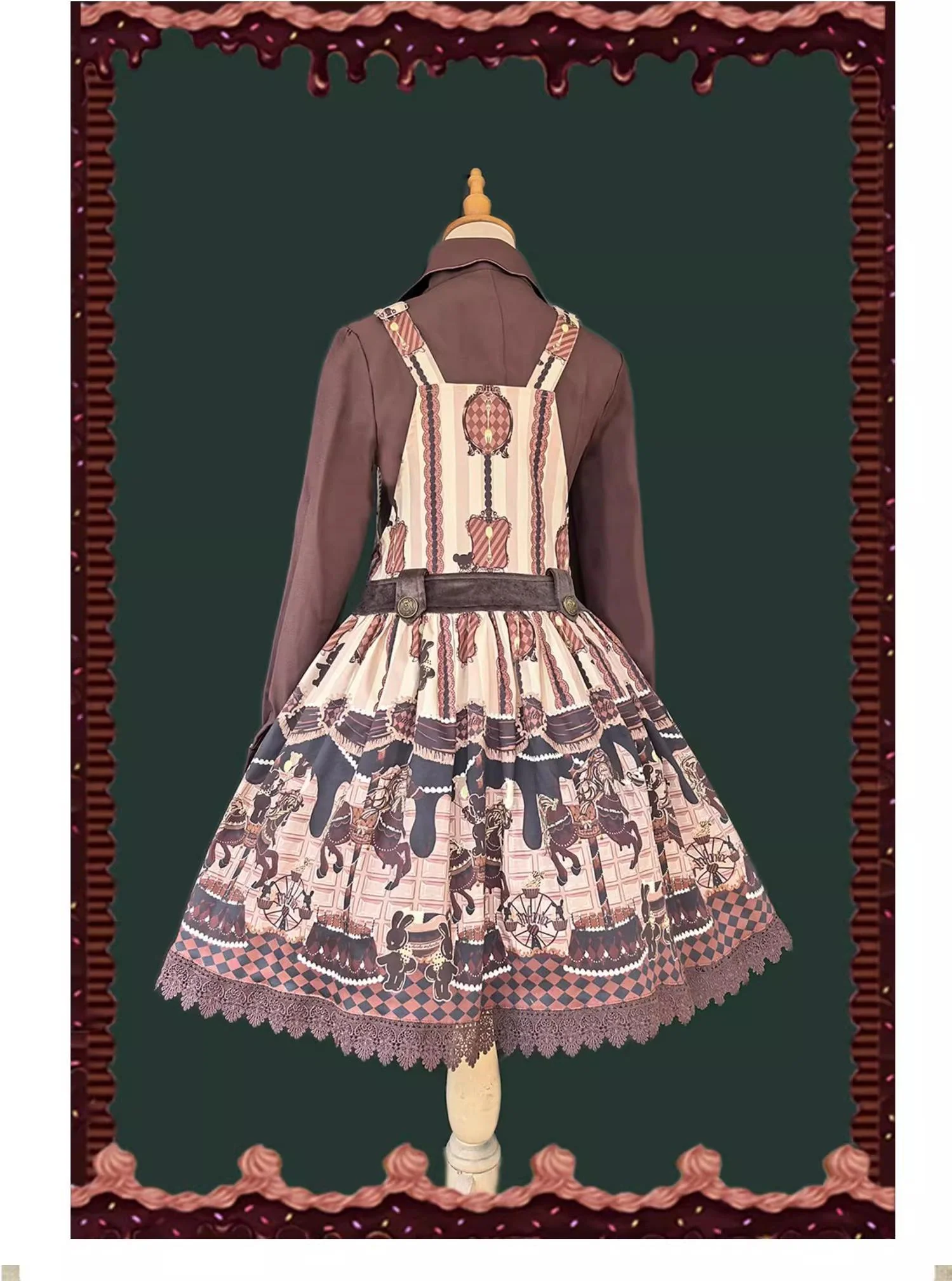Chocolate Carousel - Kawaii Lolita Salopette Dress Set - Image 6