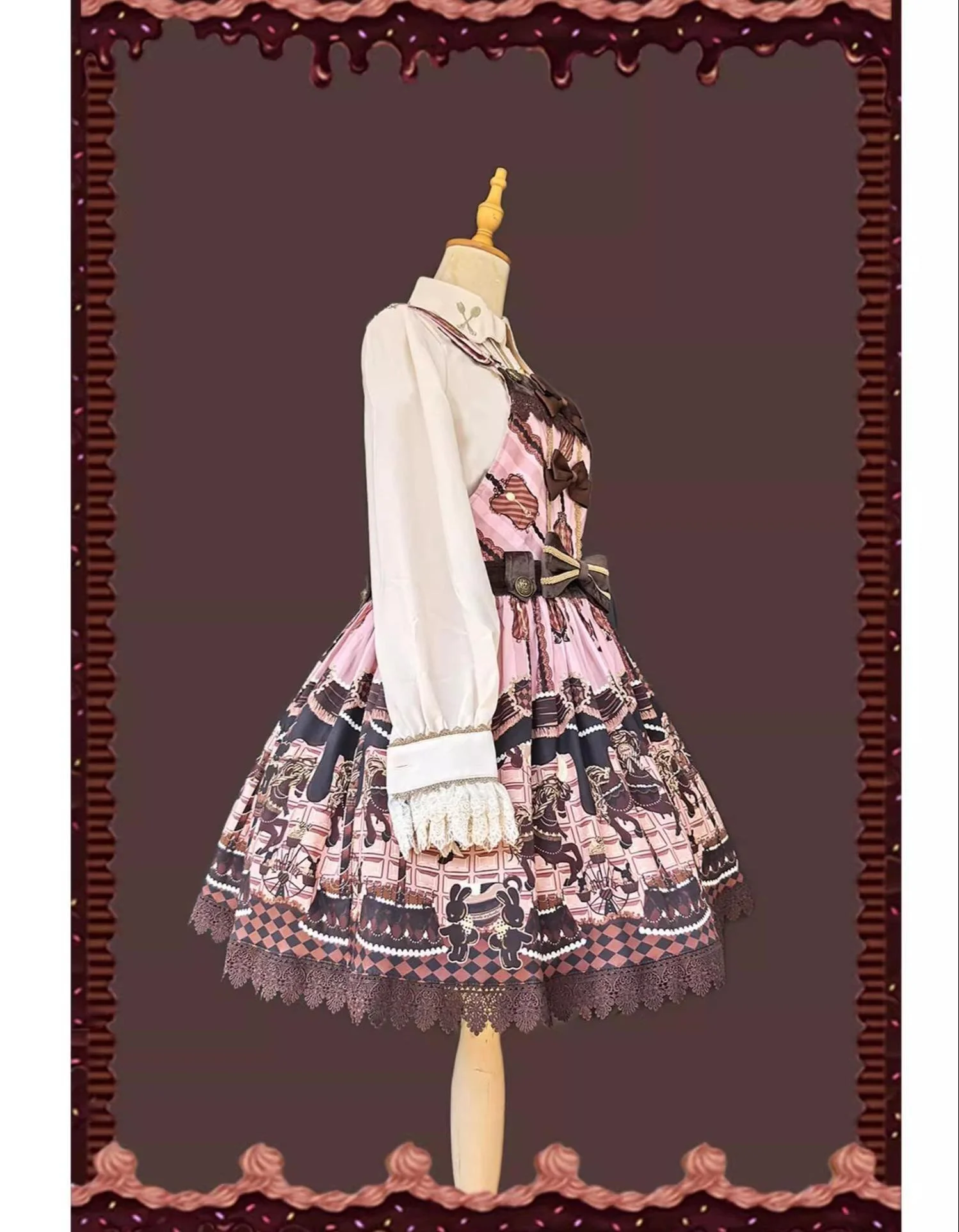 Chocolate Carousel - Kawaii Lolita Salopette Dress Set - Image 7