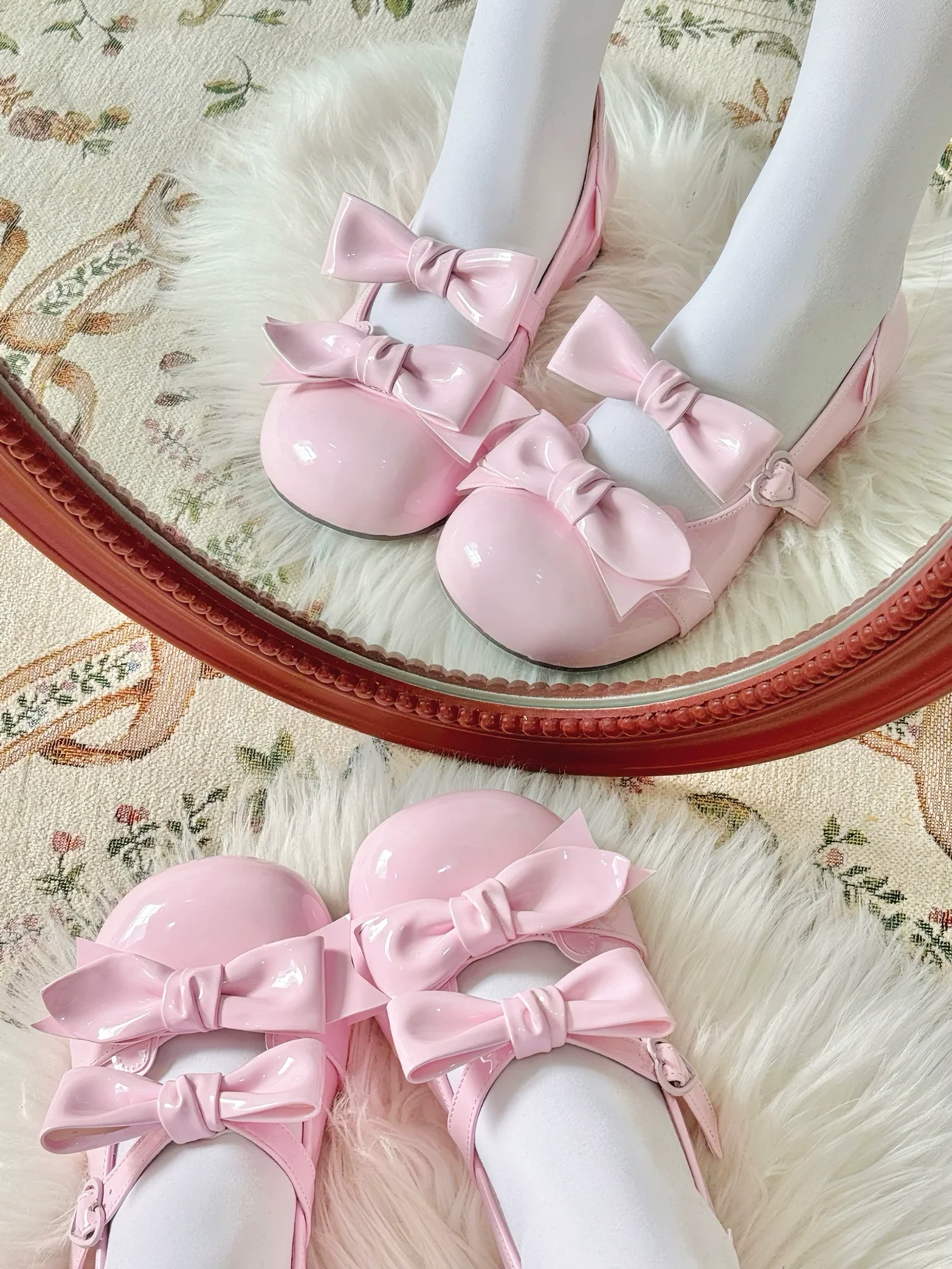 Beauty Bunny - Kawaii Lolita Shoes Low Heels Round Toe PU Shoes - Image 46
