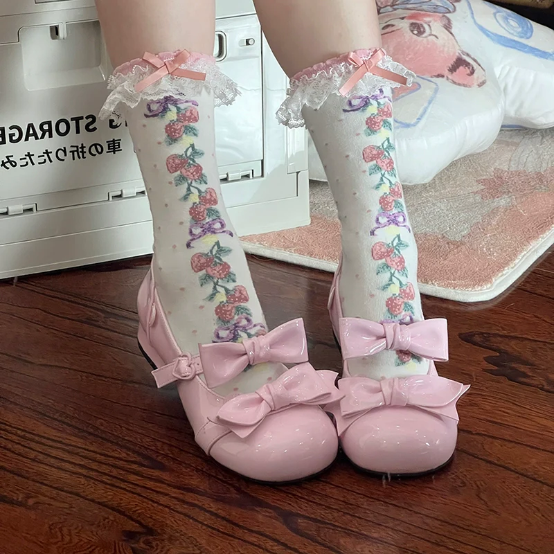 Beauty Bunny - Kawaii Lolita Shoes Low Heels Round Toe PU Shoes - Image 52