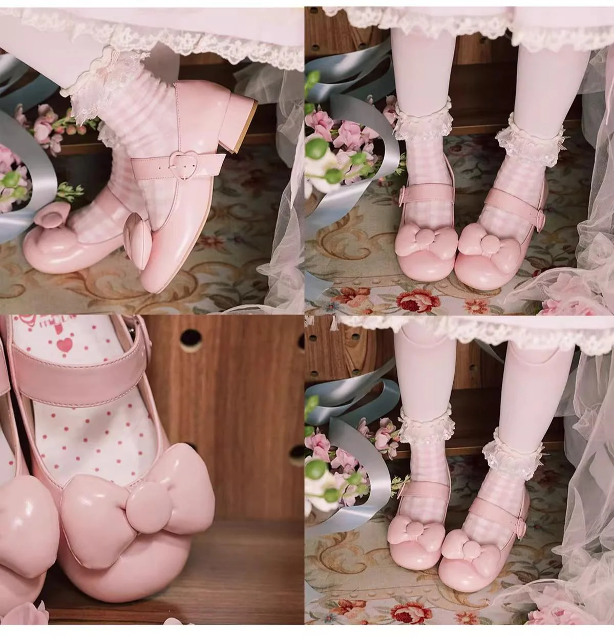 MODO - Showa Kaleidoscope - Kawaii Lolita Solid Shoes With Cute Round Toe and Bow - Image 8
