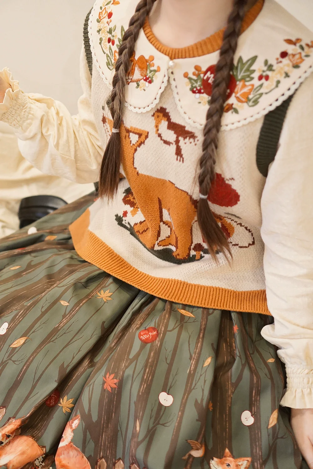 Chubby Fox in the Forest - Kawaii Lolita Vest Customized Lolita Sweater - Image 15