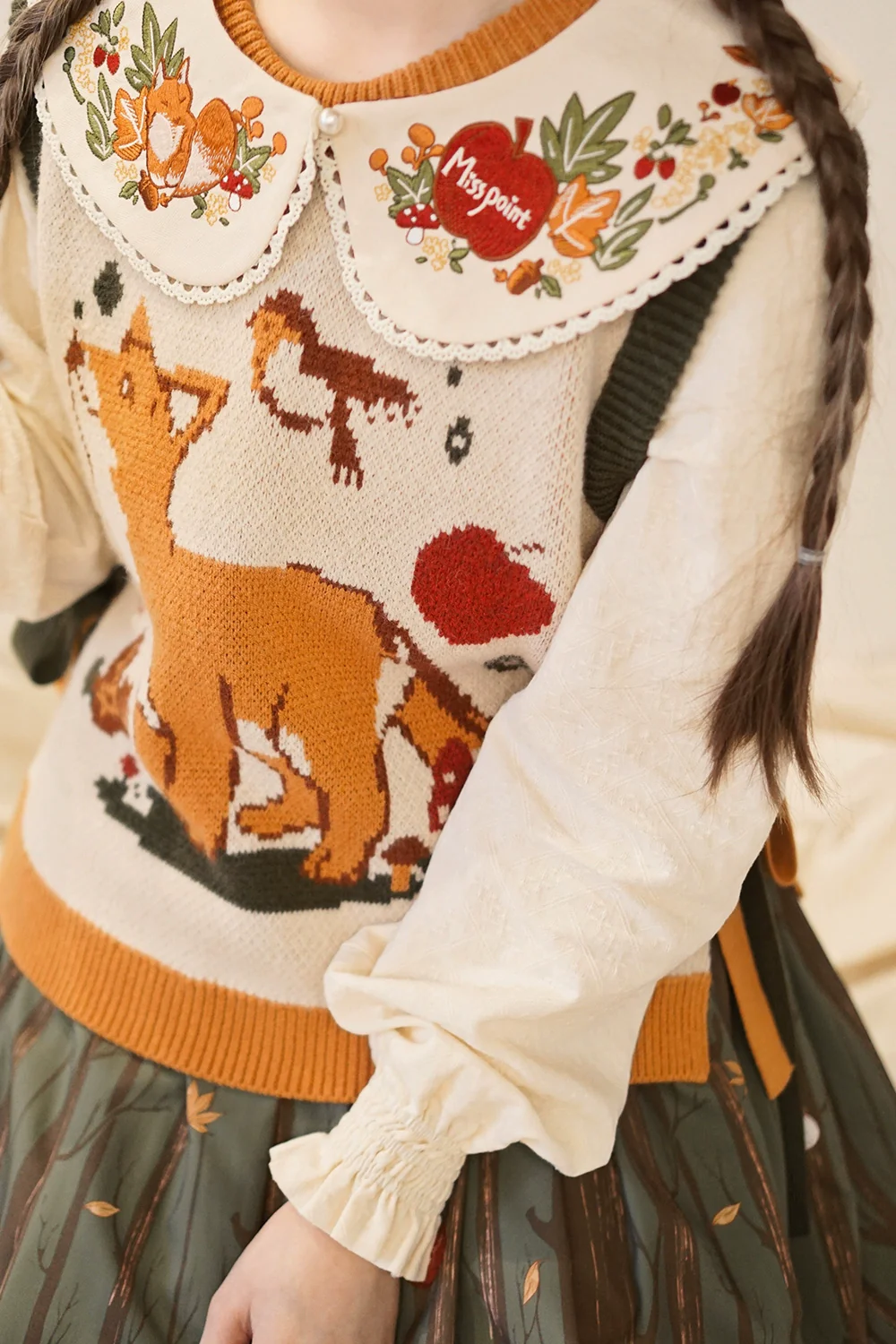 Chubby Fox in the Forest - Kawaii Lolita Vest Customized Lolita Sweater - Image 16