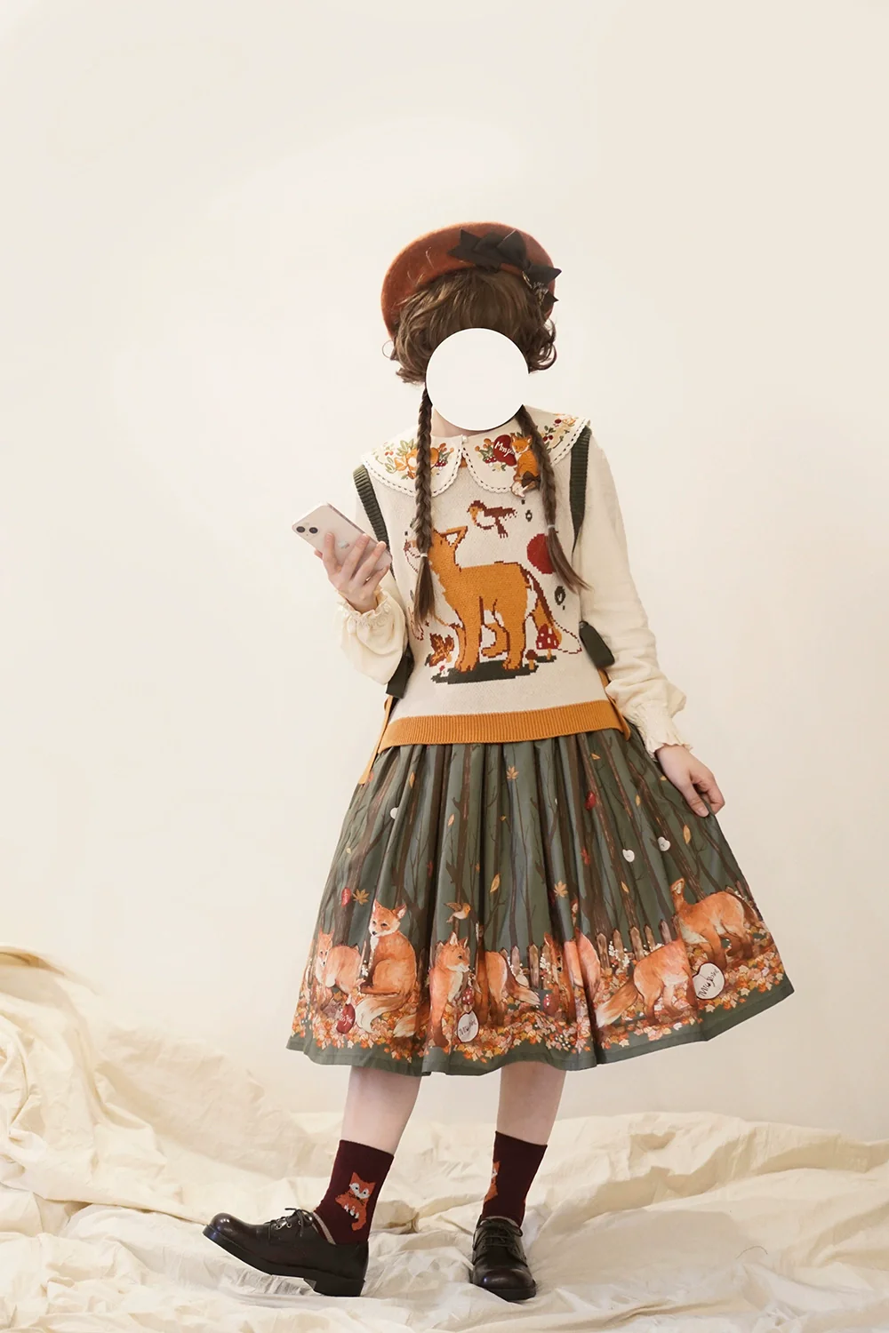 Chubby Fox in the Forest - Kawaii Lolita Vest Customized Lolita Sweater - Image 20