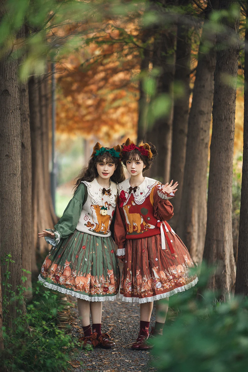 Chubby Fox in the Forest - Kawaii Lolita Vest Customized Lolita Sweater - Image 3